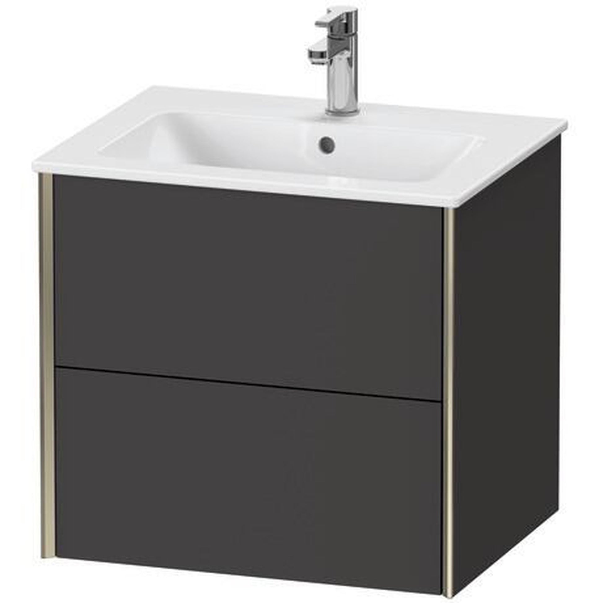 Duravit Xviu 24" x 22" x 19" Two Drawer Wall-Mount Vanity Unit, Graphite Super Matt (XV41250B180)