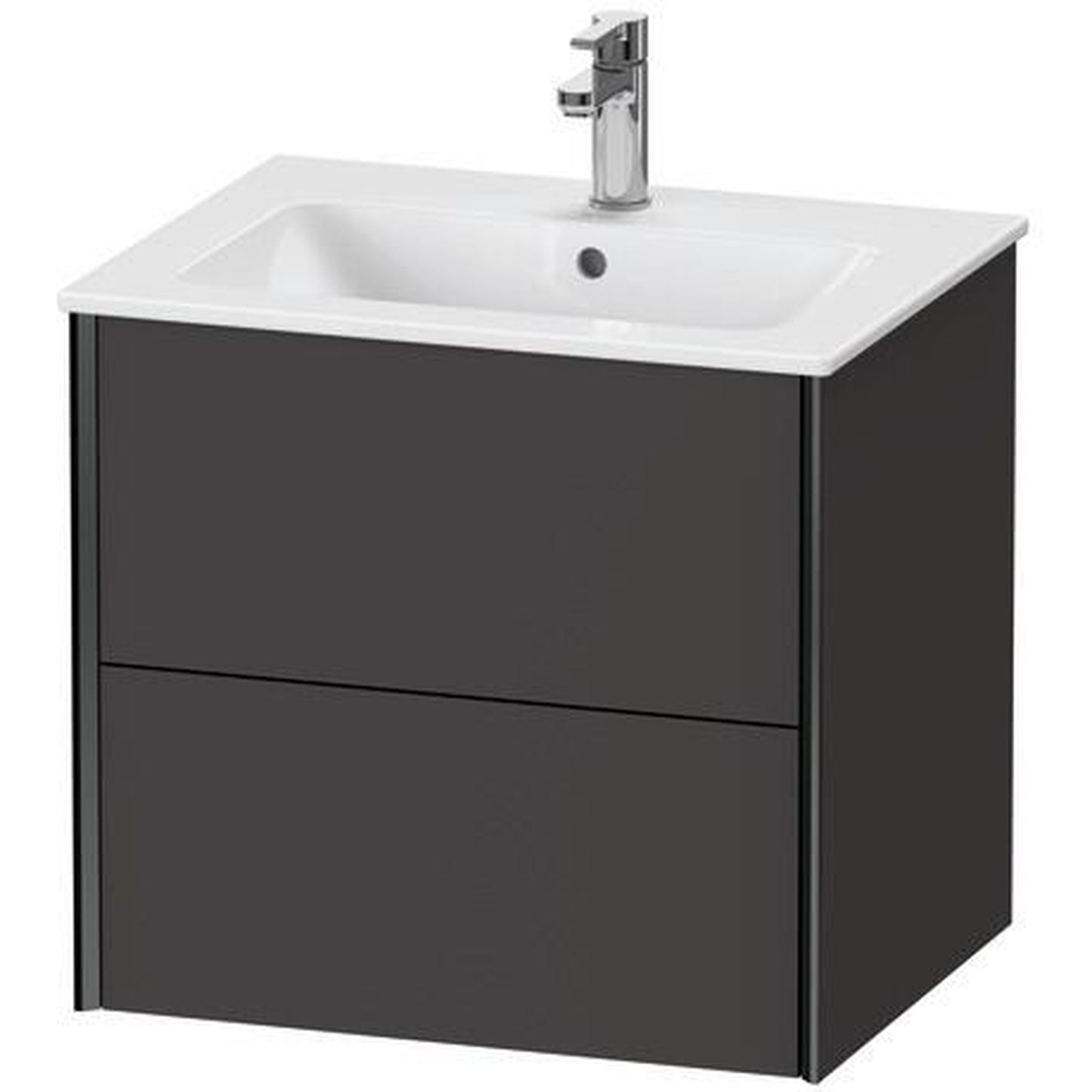 Duravit Xviu 24" x 22" x 19" Two Drawer Wall-Mount Vanity Unit, Graphite Super Matt (XV41250B280)