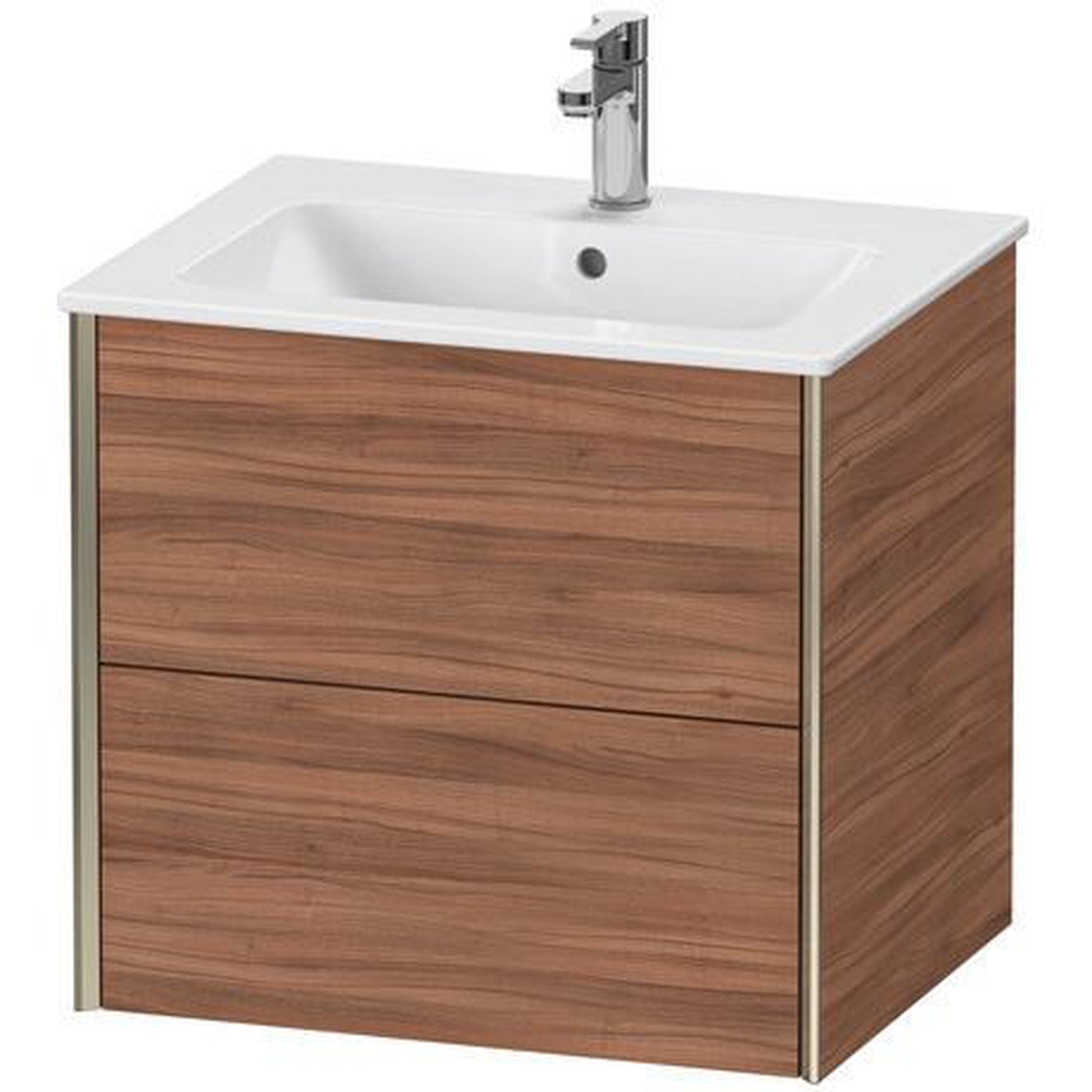 Duravit Xviu 24" x 22" x 19" Two Drawer Wall-Mount Vanity Unit, Natural Walnut (XV41250B179)