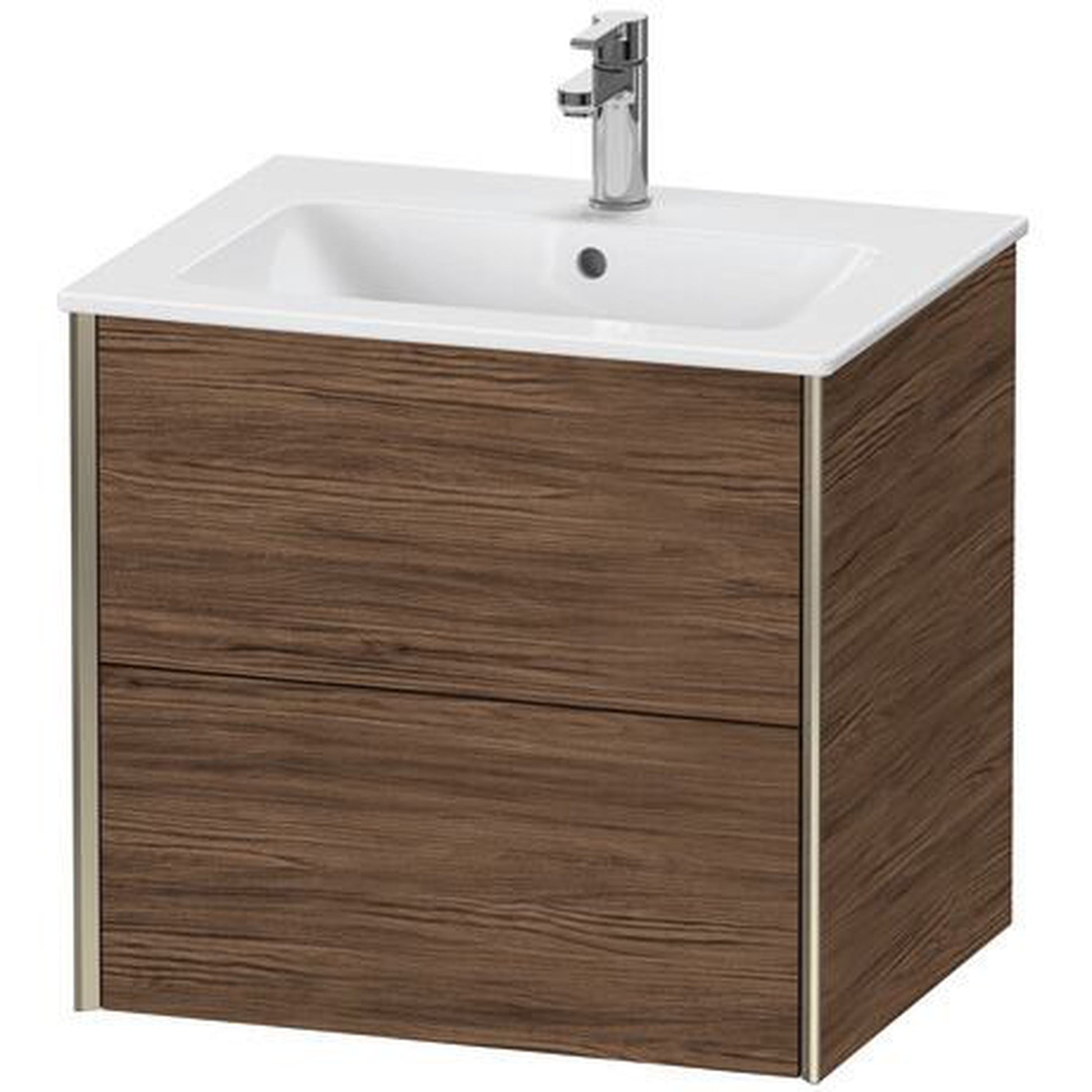 Duravit Xviu 24" x 22" x 19" Two Drawer Wall-Mount Vanity Unit, Walnut Dark (XV41250B121)