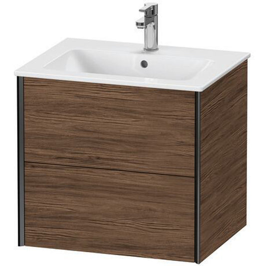 Duravit Xviu 24" x 22" x 19" Two Drawer Wall-Mount Vanity Unit, Walnut Dark (XV41250B221)