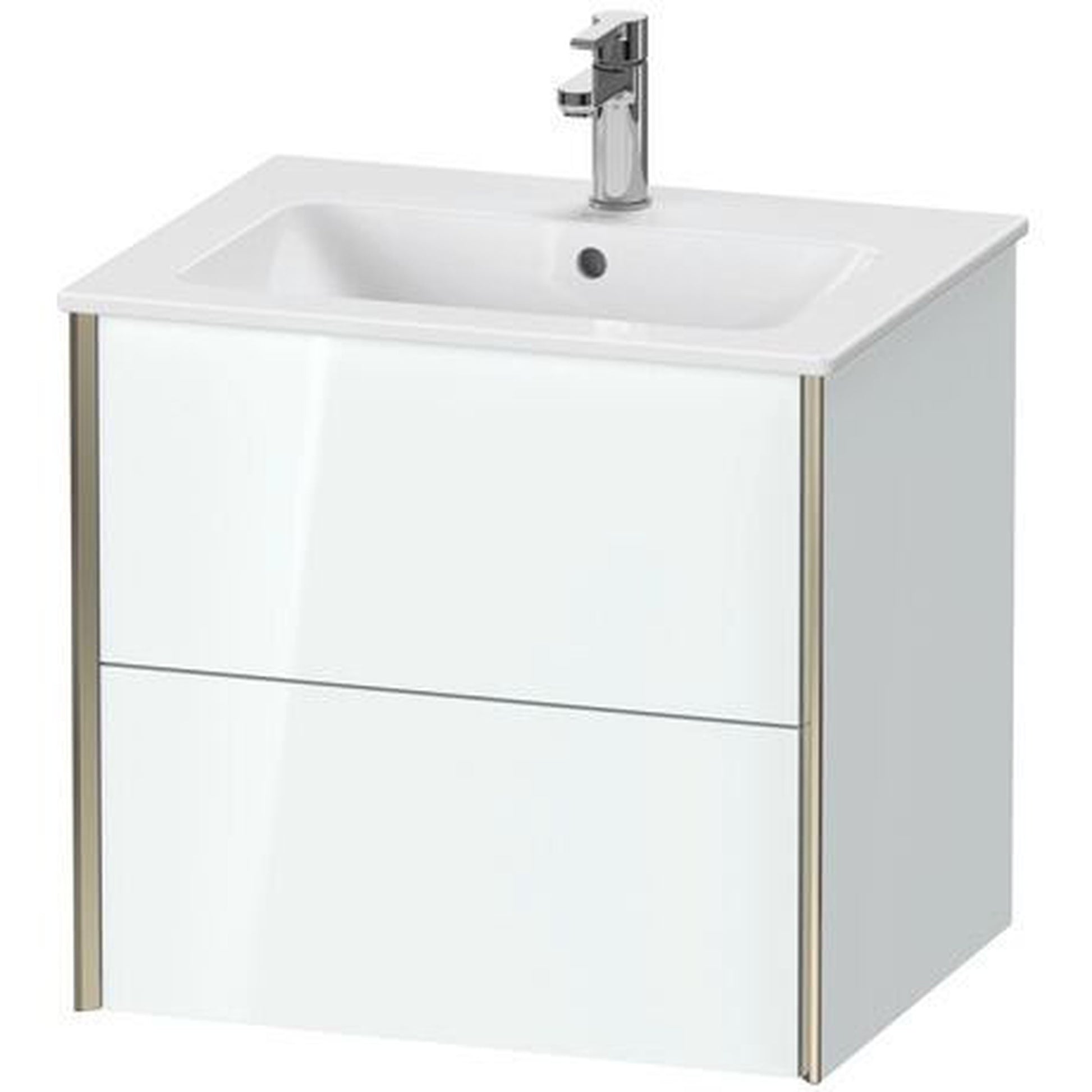Duravit Xviu 24" x 22" x 19" Two Drawer Wall-Mount Vanity Unit, White High Gloss Lacquer (XV41250B185)