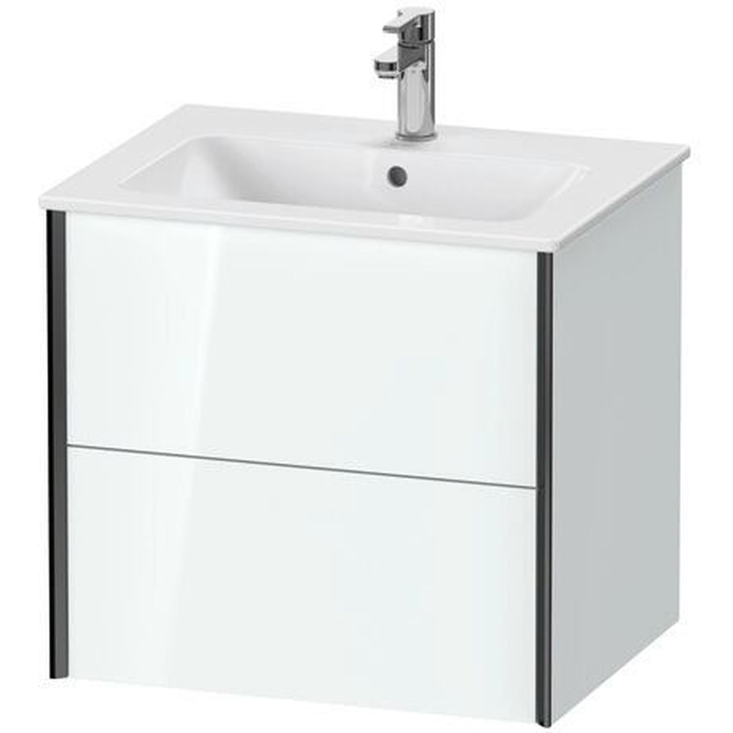 Duravit Xviu 24" x 22" x 19" Two Drawer Wall-Mount Vanity Unit, White High Gloss Lacquer (XV41250B285)