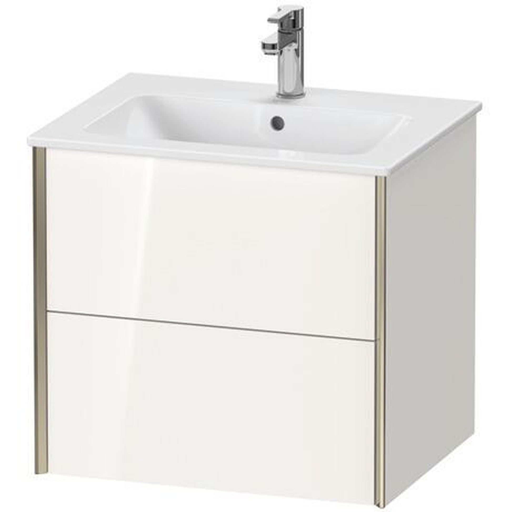 Duravit Xviu 24" x 22" x 19" Two Drawer Wall-Mount Vanity Unit, White High Gloss (XV41250B122)