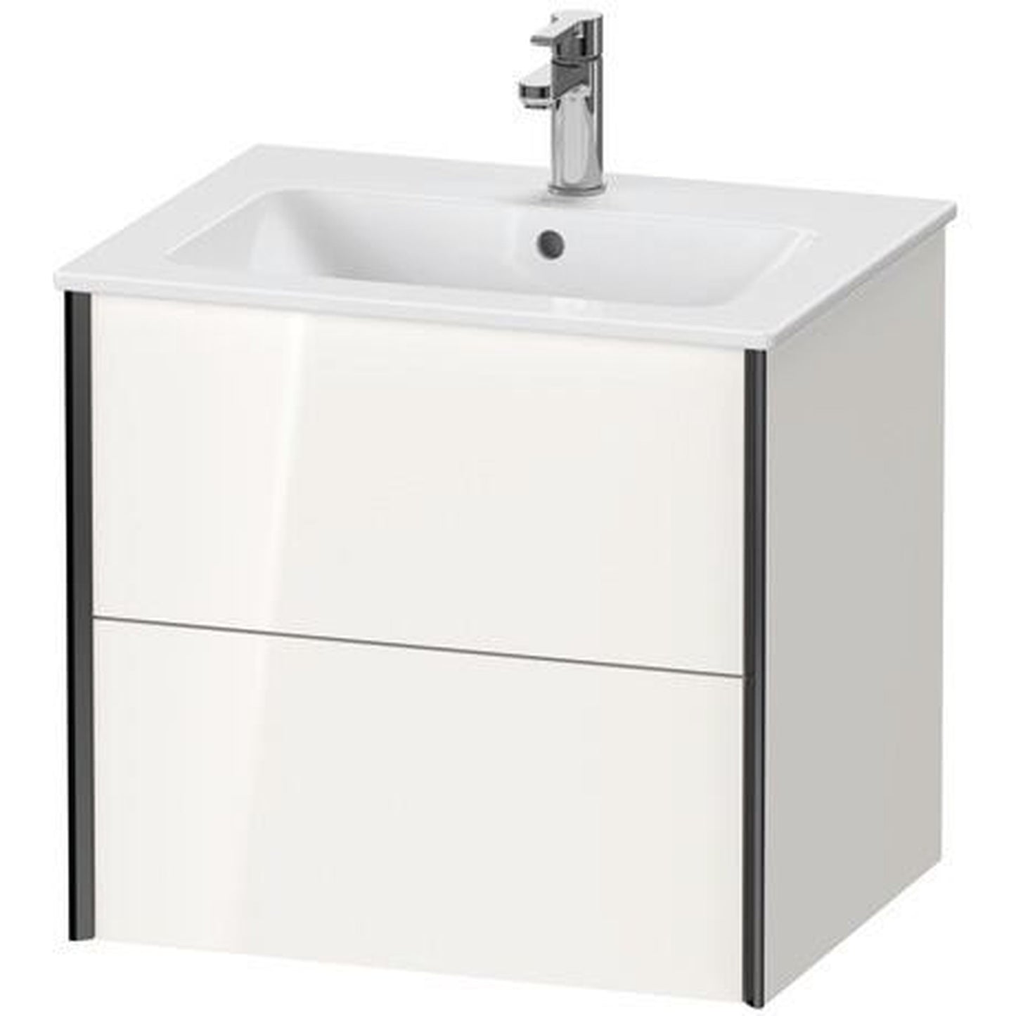 Duravit Xviu 24" x 22" x 19" Two Drawer Wall-Mount Vanity Unit, White High Gloss (XV41250B222)