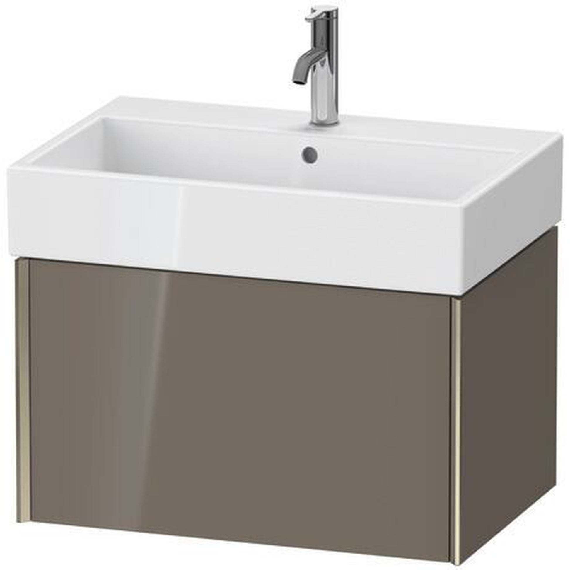 Duravit Xviu 27" x 16" x 18" One Drawer Wall-Mount Vanity Unit, Flannel Grey High Gloss Lacquer (XV42350B189)