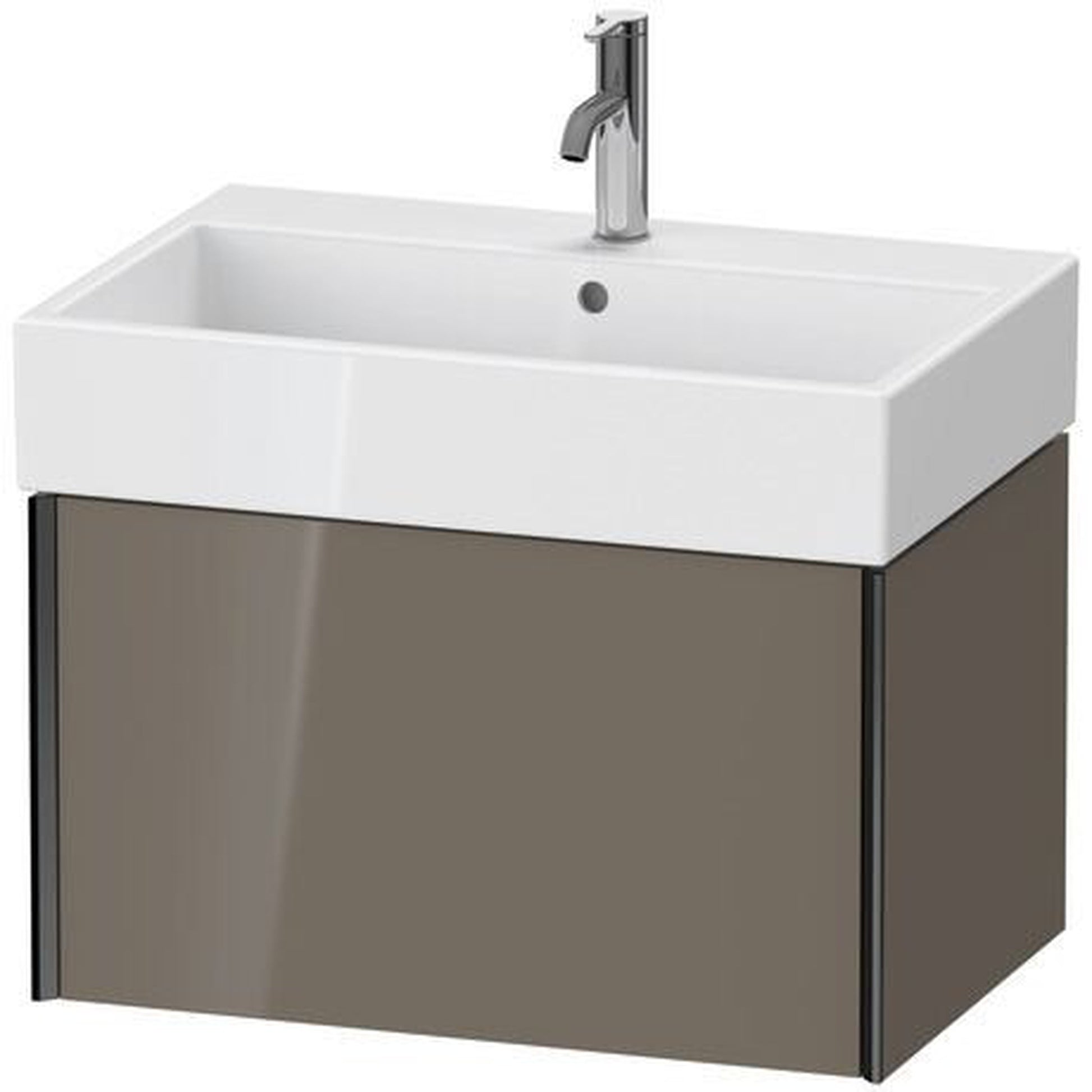 Duravit Xviu 27" x 16" x 18" One Drawer Wall-Mount Vanity Unit, Flannel Grey High Gloss Lacquer (XV42350B289)