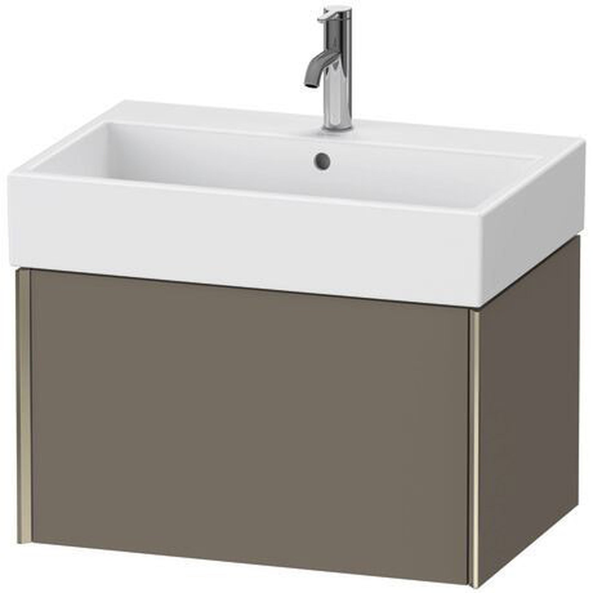 Duravit Xviu 27" x 16" x 18" One Drawer Wall-Mount Vanity Unit, Flannel Grey Satin Matt Lacquer (XV42350B190)