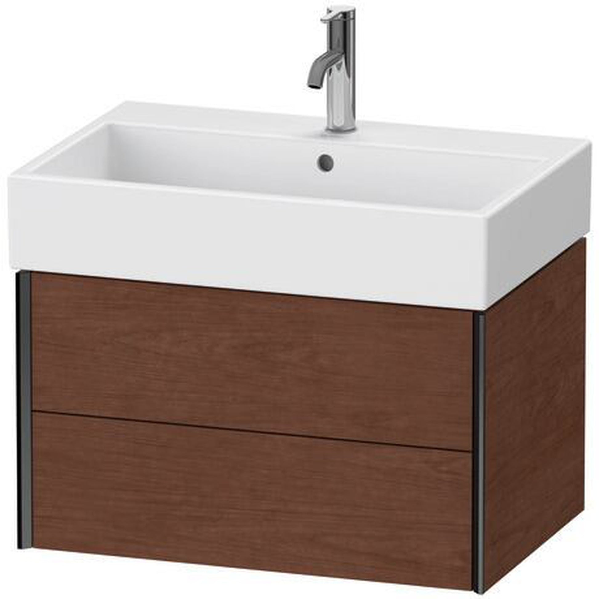 Duravit Xviu 27" x 16" x 18" Two Drawer Wall-Mount Vanity Unit, American Walnut (XV43350B213)