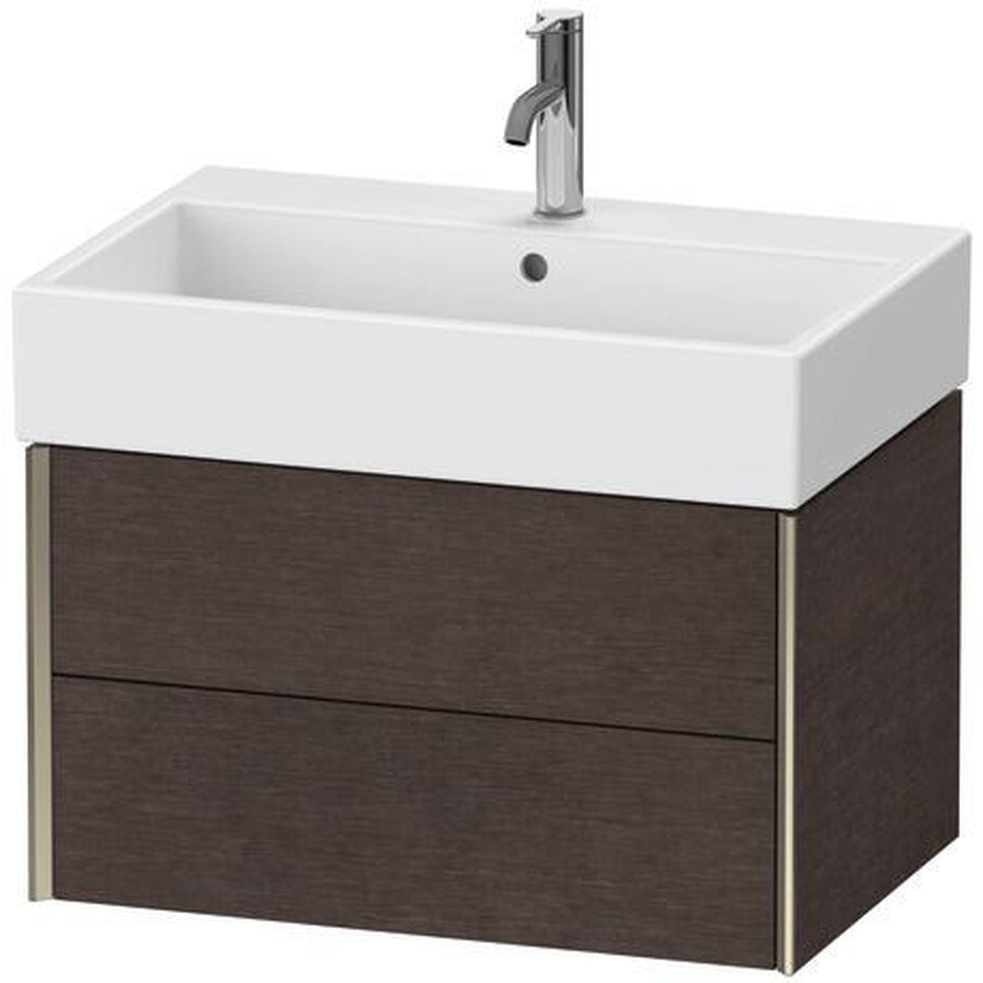 Duravit Xviu 27" x 16" x 18" Two Drawer Wall-Mount Vanity Unit, Brushed Dark Oak Real Wood Veneer (XV43350B172)