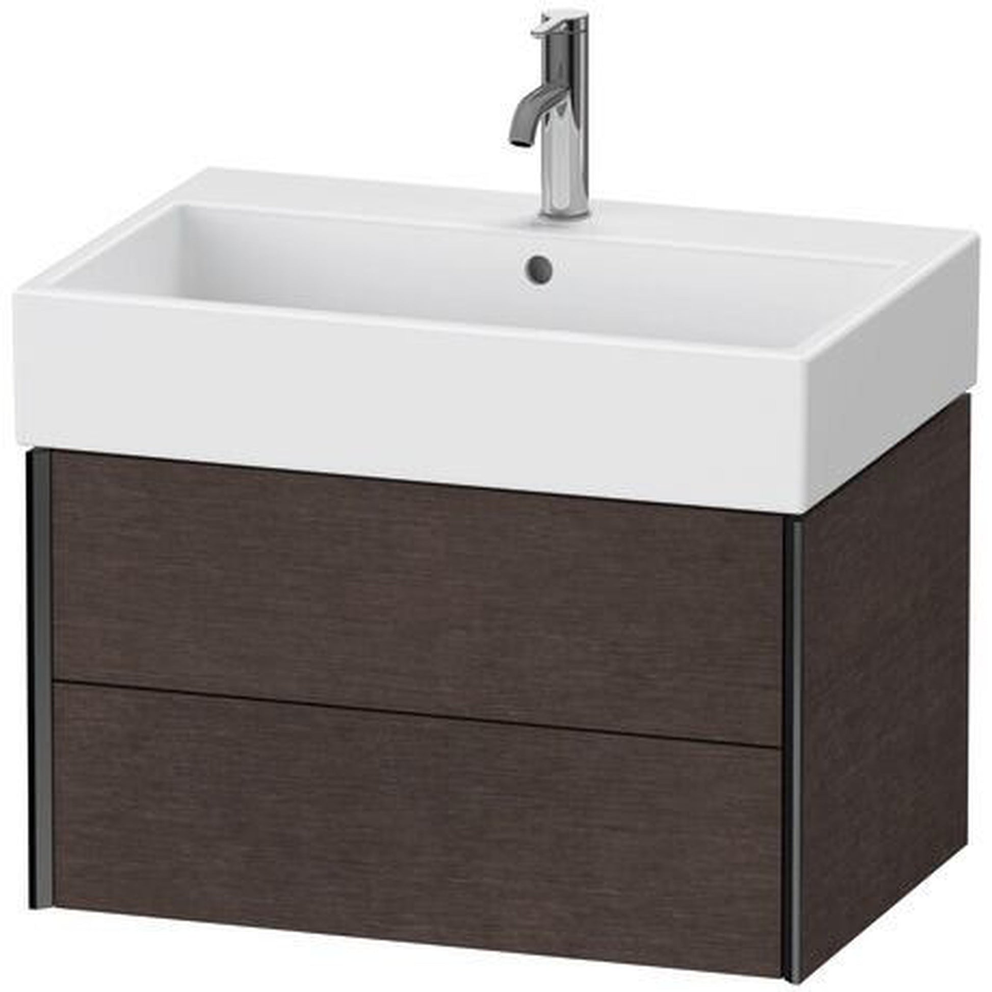 Duravit Xviu 27" x 16" x 18" Two Drawer Wall-Mount Vanity Unit, Brushed Dark Oak Real Wood Veneer (XV43350B272)