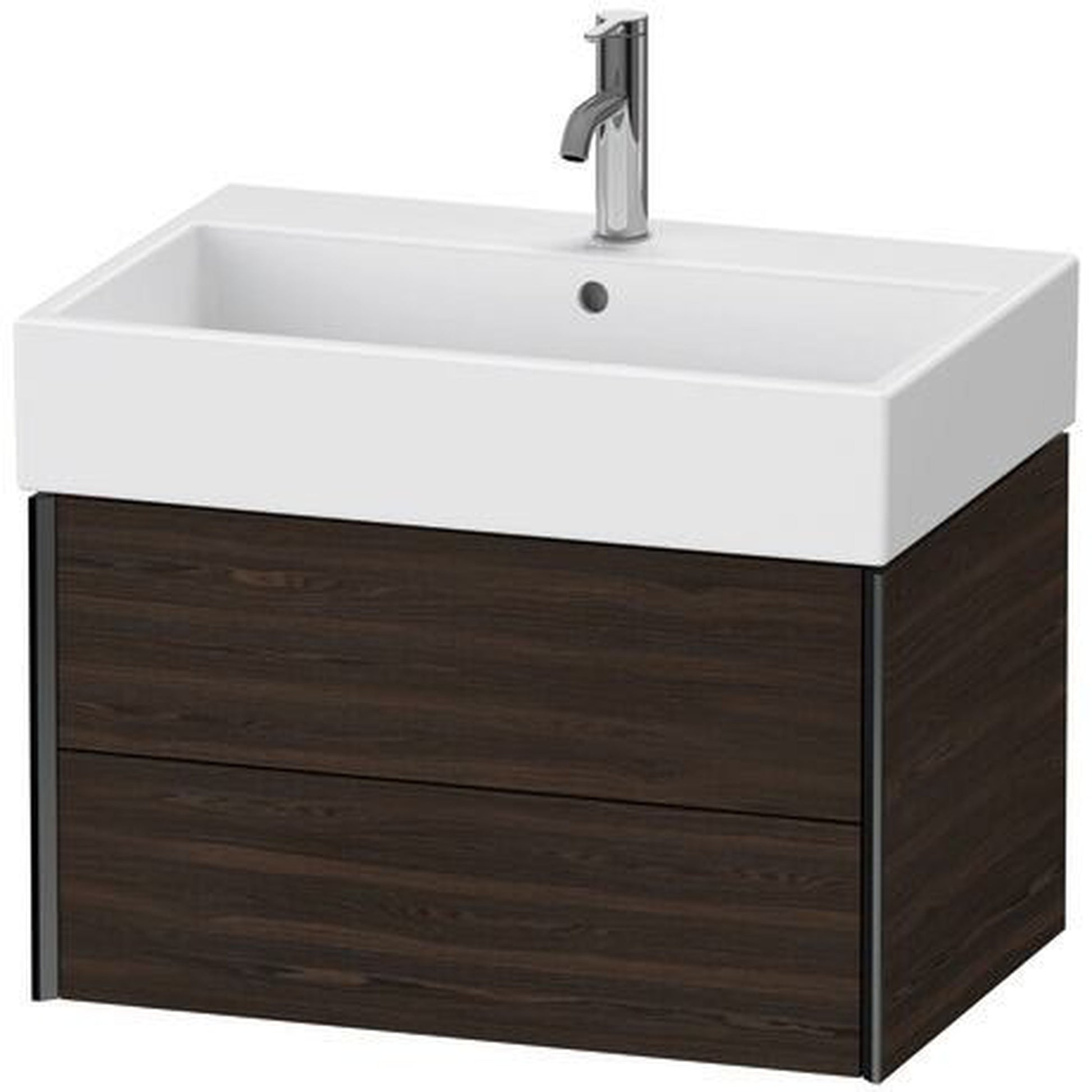 Duravit Xviu 27" x 16" x 18" Two Drawer Wall-Mount Vanity Unit, Brushed Walnut Real Wood Veneer (XV43350B269)