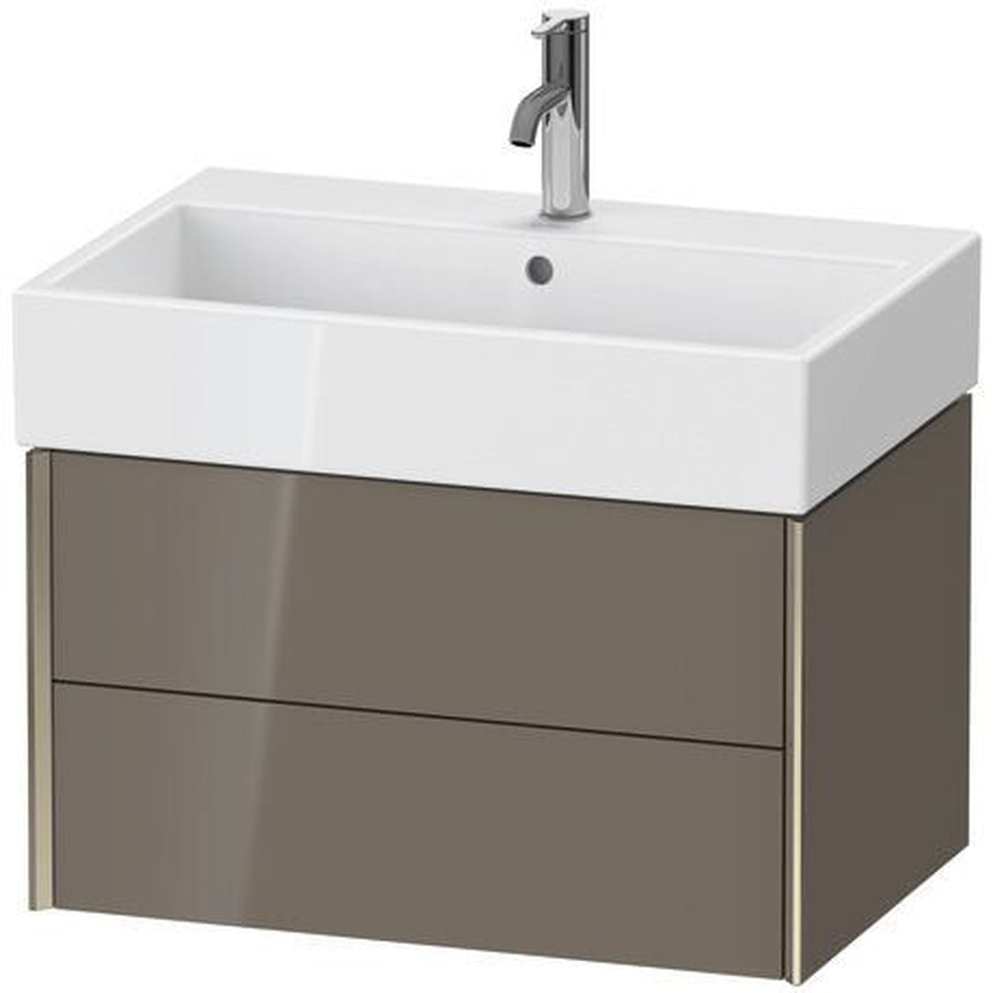 Duravit Xviu 27" x 16" x 18" Two Drawer Wall-Mount Vanity Unit, Flannel Grey High Gloss Lacquer (XV43350B189)