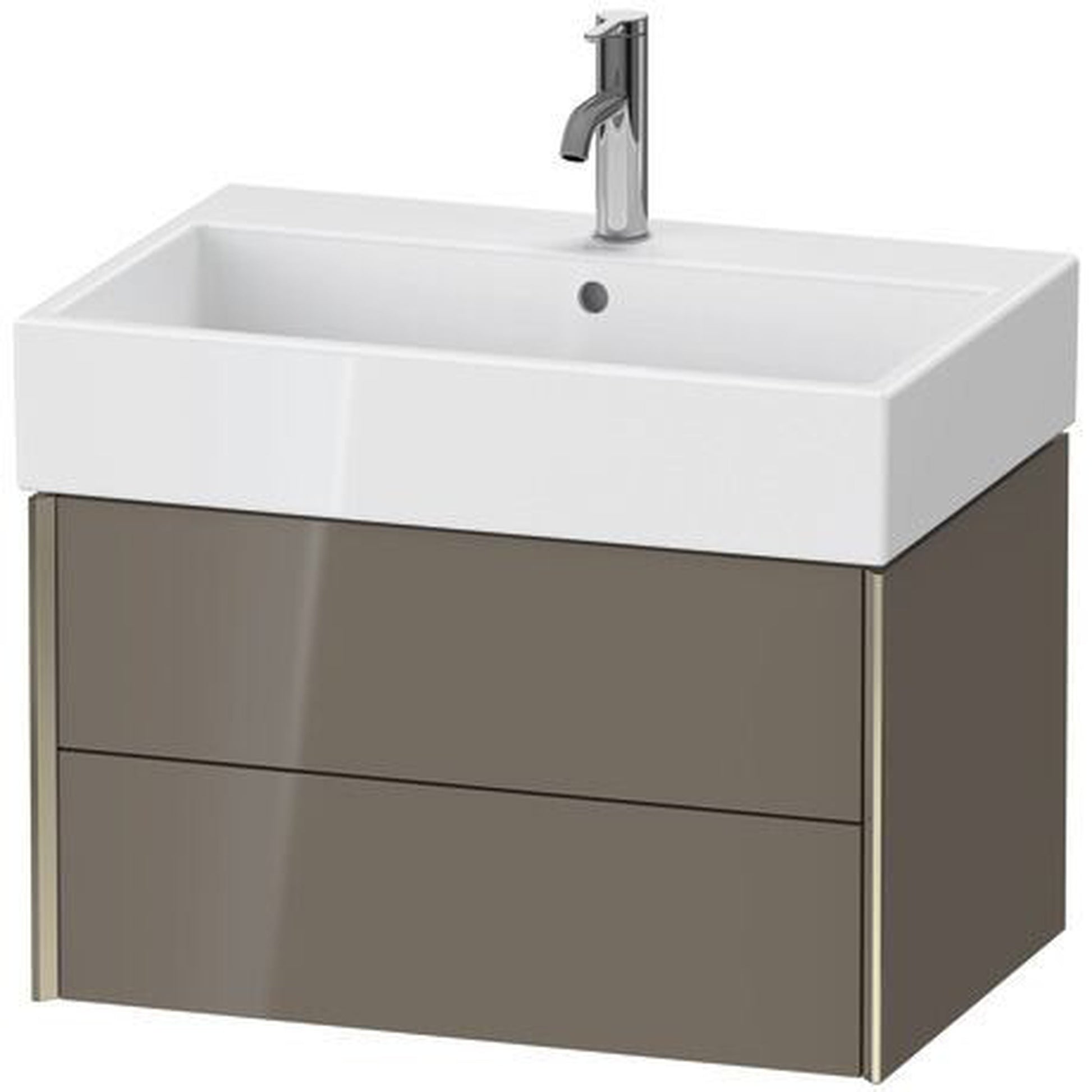 Duravit Xviu 27" x 16" x 18" Two Drawer Wall-Mount Vanity Unit, Flannel Grey High Gloss Lacquer (XV43350B189)