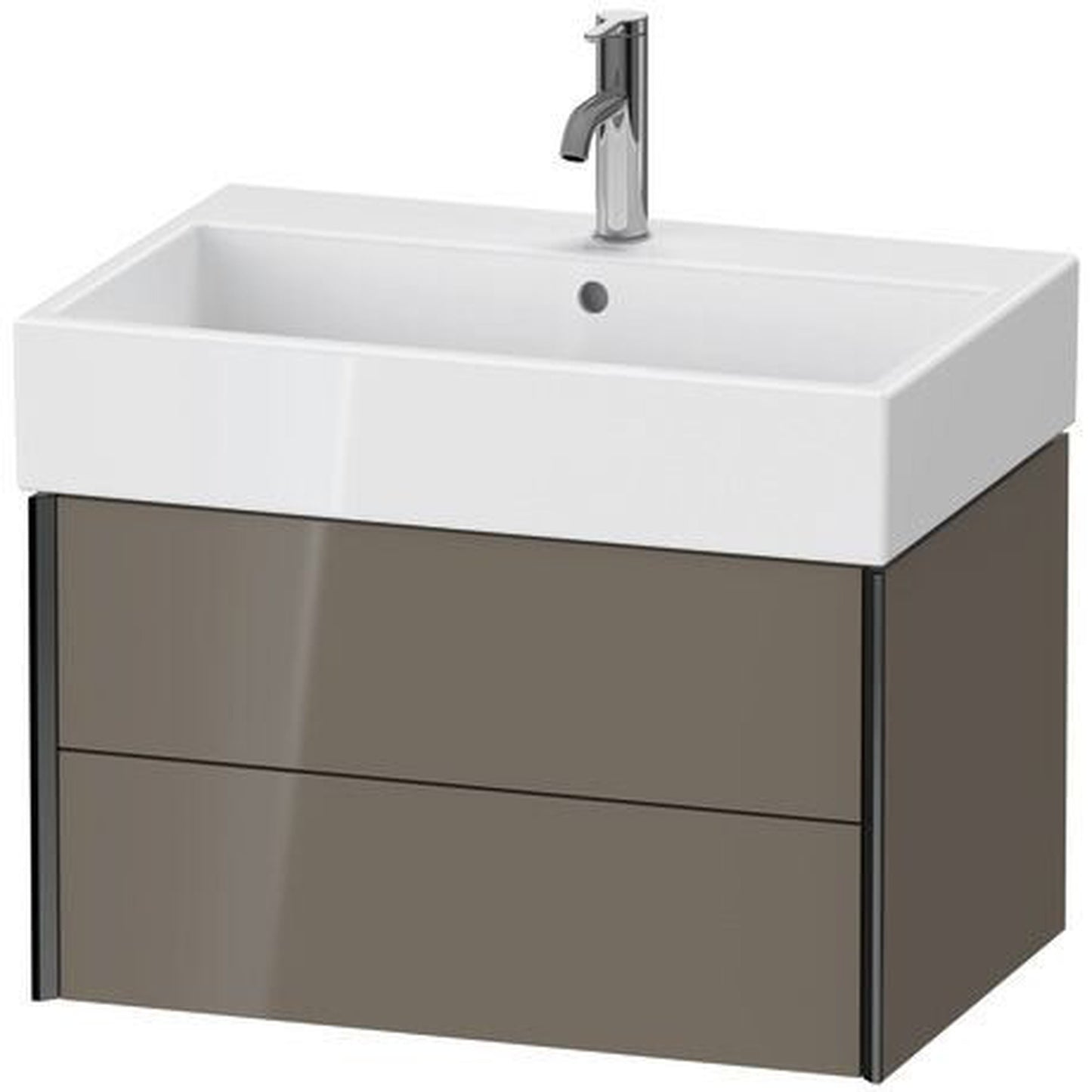 Duravit Xviu 27" x 16" x 18" Two Drawer Wall-Mount Vanity Unit, Flannel Grey High Gloss Lacquer (XV43350B289)