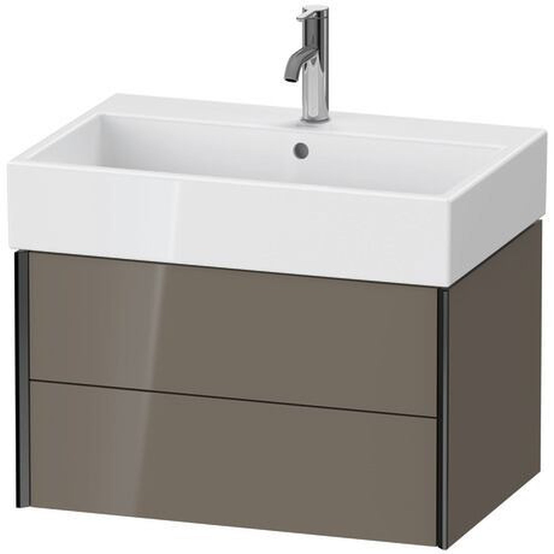 Duravit Xviu 27" x 16" x 18" Two Drawer Wall-Mount Vanity Unit, Flannel Grey High Gloss Lacquer (XV43350B289)