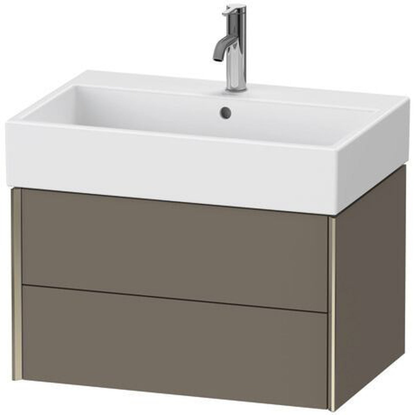 Duravit Xviu 27" x 16" x 18" Two Drawer Wall-Mount Vanity Unit, Flannel Grey Satin Matt Lacquer (XV43350B190)