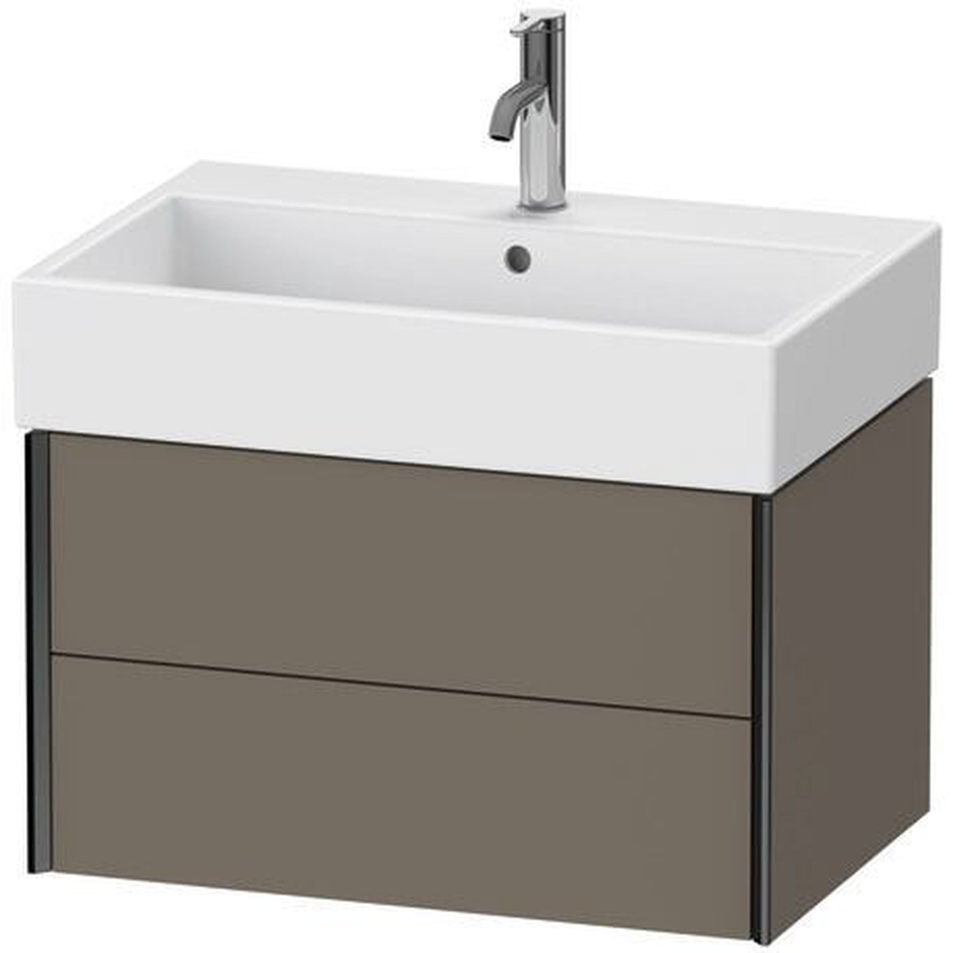 Duravit Xviu 27" x 16" x 18" Two Drawer Wall-Mount Vanity Unit, Flannel Grey Satin Matt Lacquer (XV43350B290)