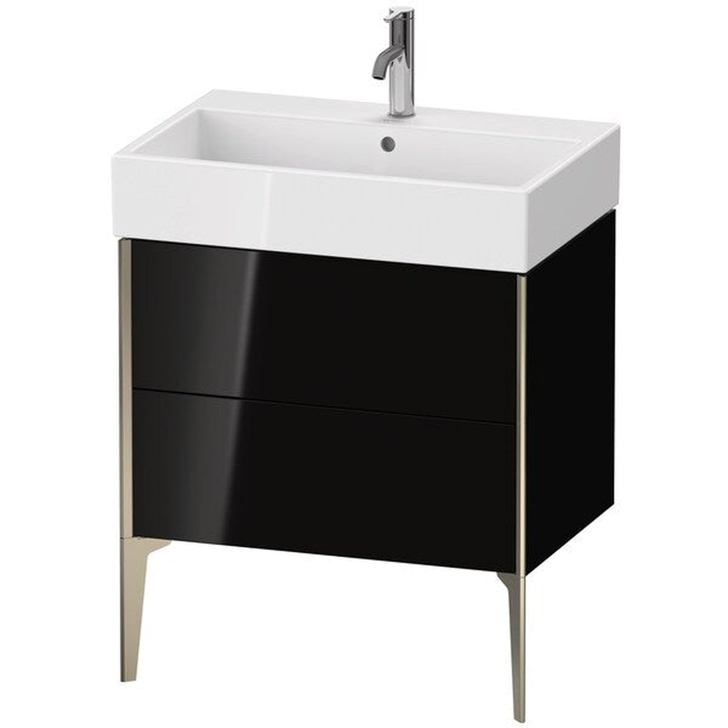 Duravit Xviu 27" x 19" x 18" Two Drawer Floorstanding Vanity Unit, Black High Gloss Lacquer (XV45350B140)