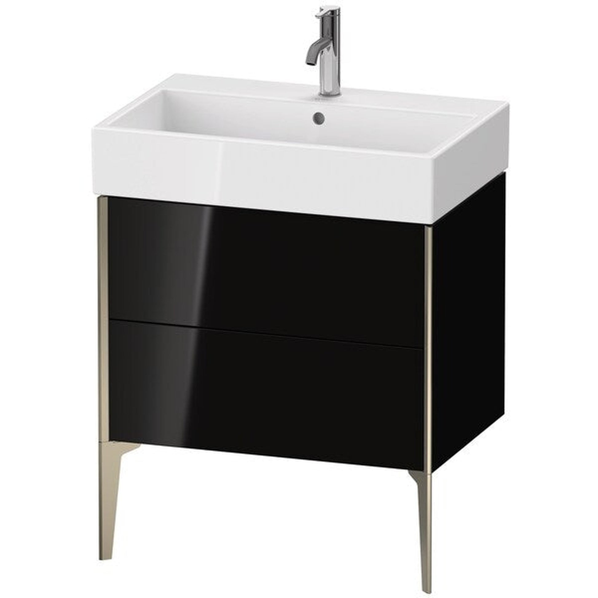 Duravit Xviu 27" x 19" x 18" Two Drawer Floorstanding Vanity Unit, Black High Gloss Lacquer (XV45350B140)