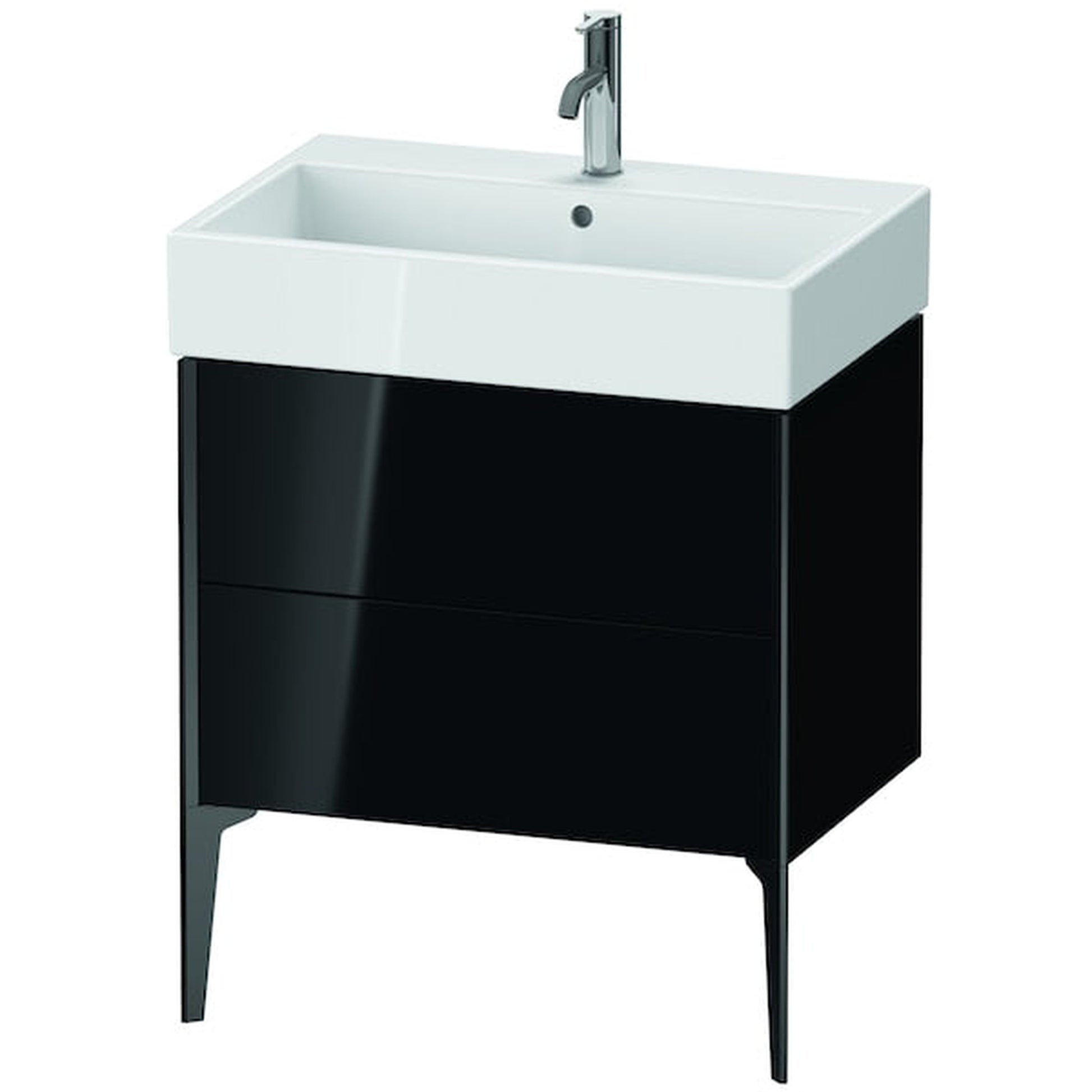 Duravit Xviu 27" x 19" x 18" Two Drawer Floorstanding Vanity Unit, Black High Gloss Lacquer (XV45350B240)