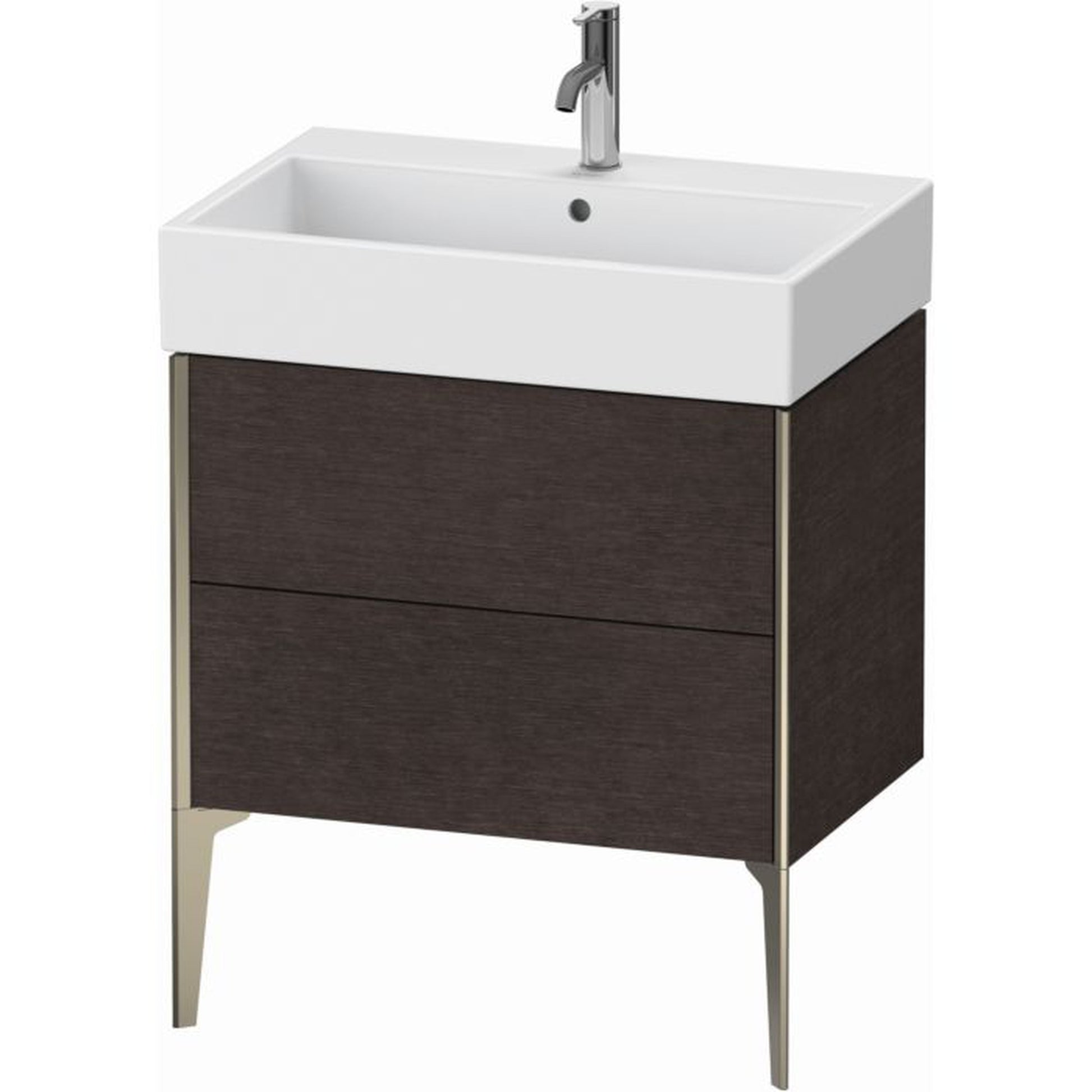Duravit Xviu 27" x 19" x 18" Two Drawer Floorstanding Vanity Unit, Brushed Dark Oak Real Wood Veneer (XV45350B172)