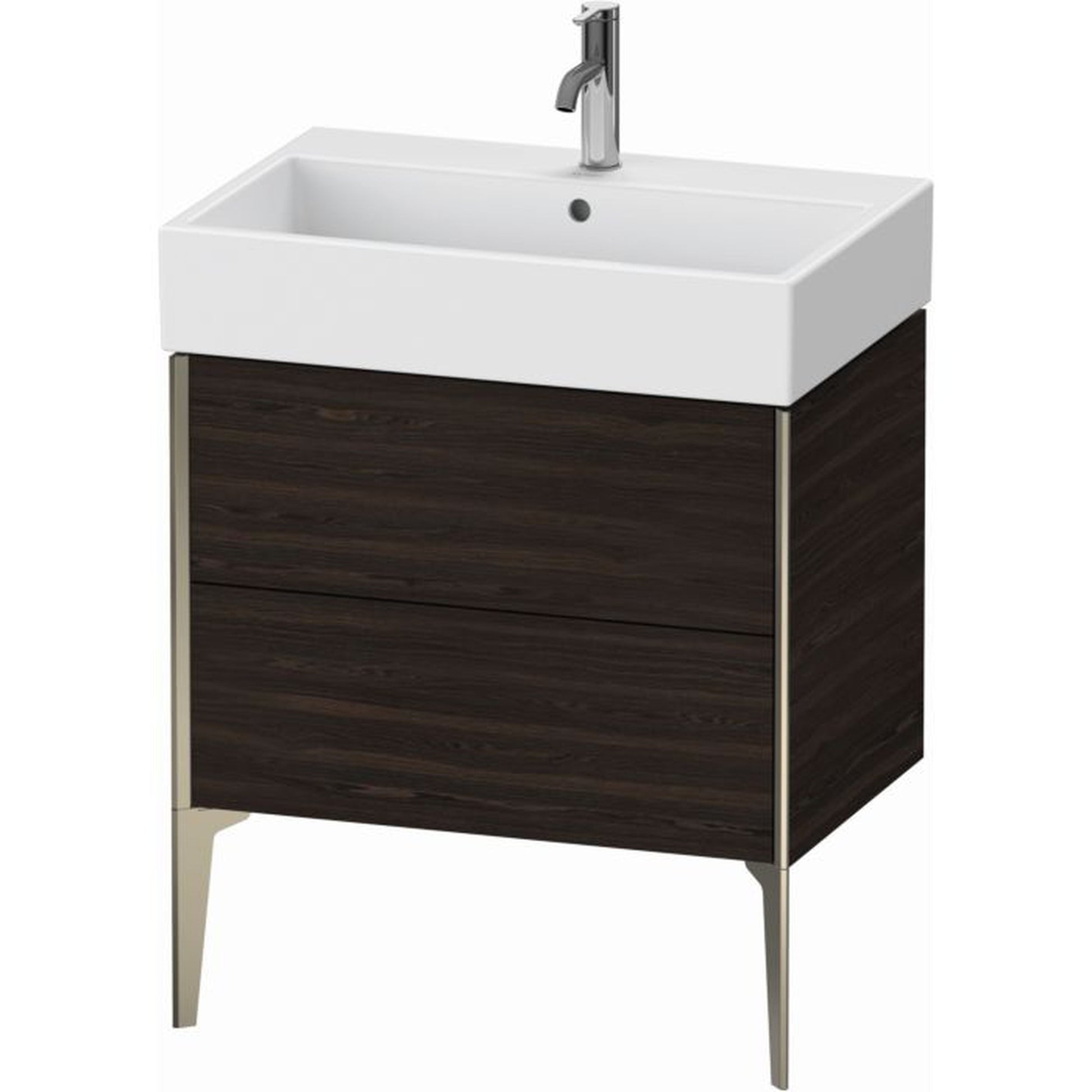 Duravit Xviu 27" x 19" x 18" Two Drawer Floorstanding Vanity Unit, Brushed Walnut Real Wood Veneer (XV45350B169)