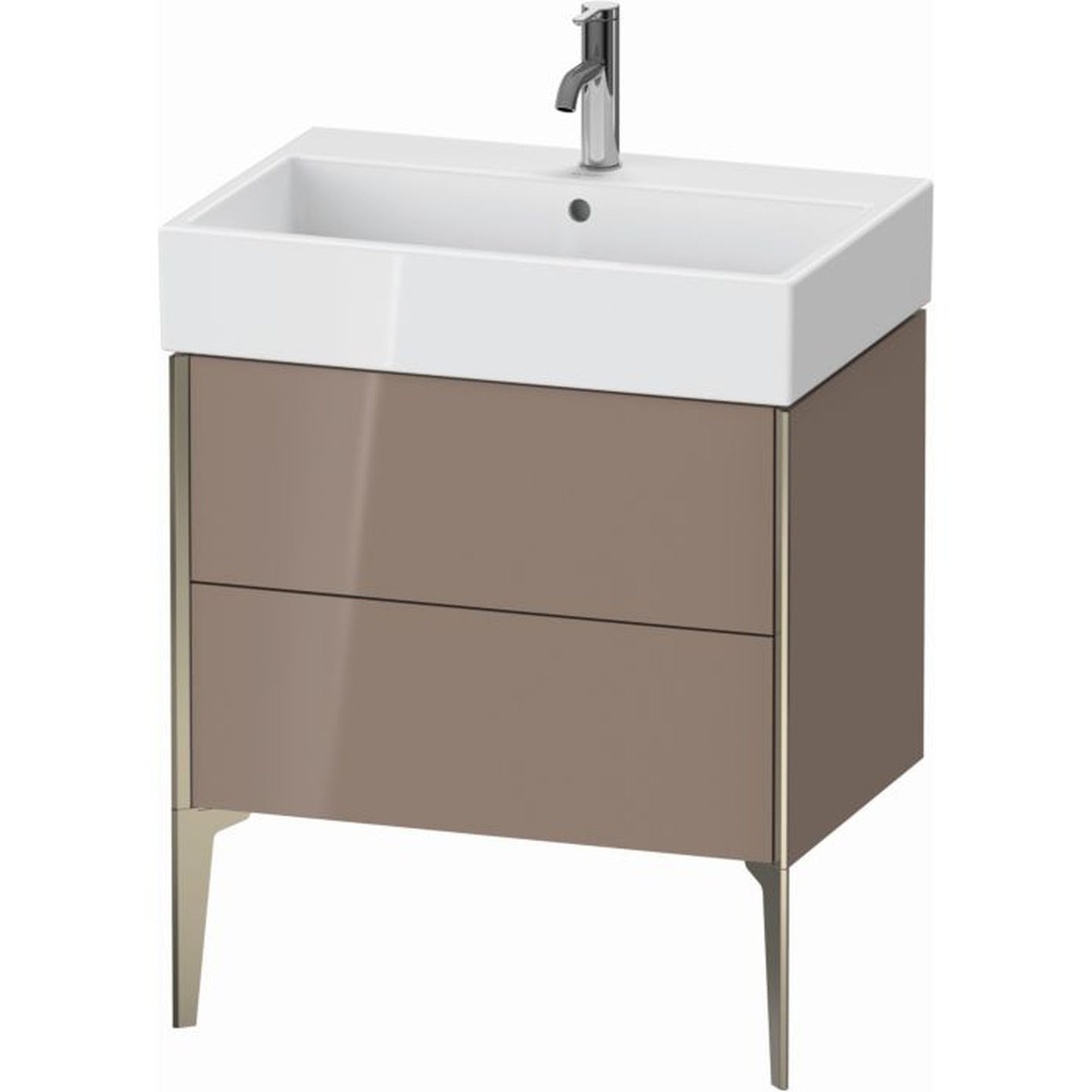 Duravit Xviu 27" x 19" x 18" Two Drawer Floorstanding Vanity Unit, Cappuccino High Gloss (XV45350B186)