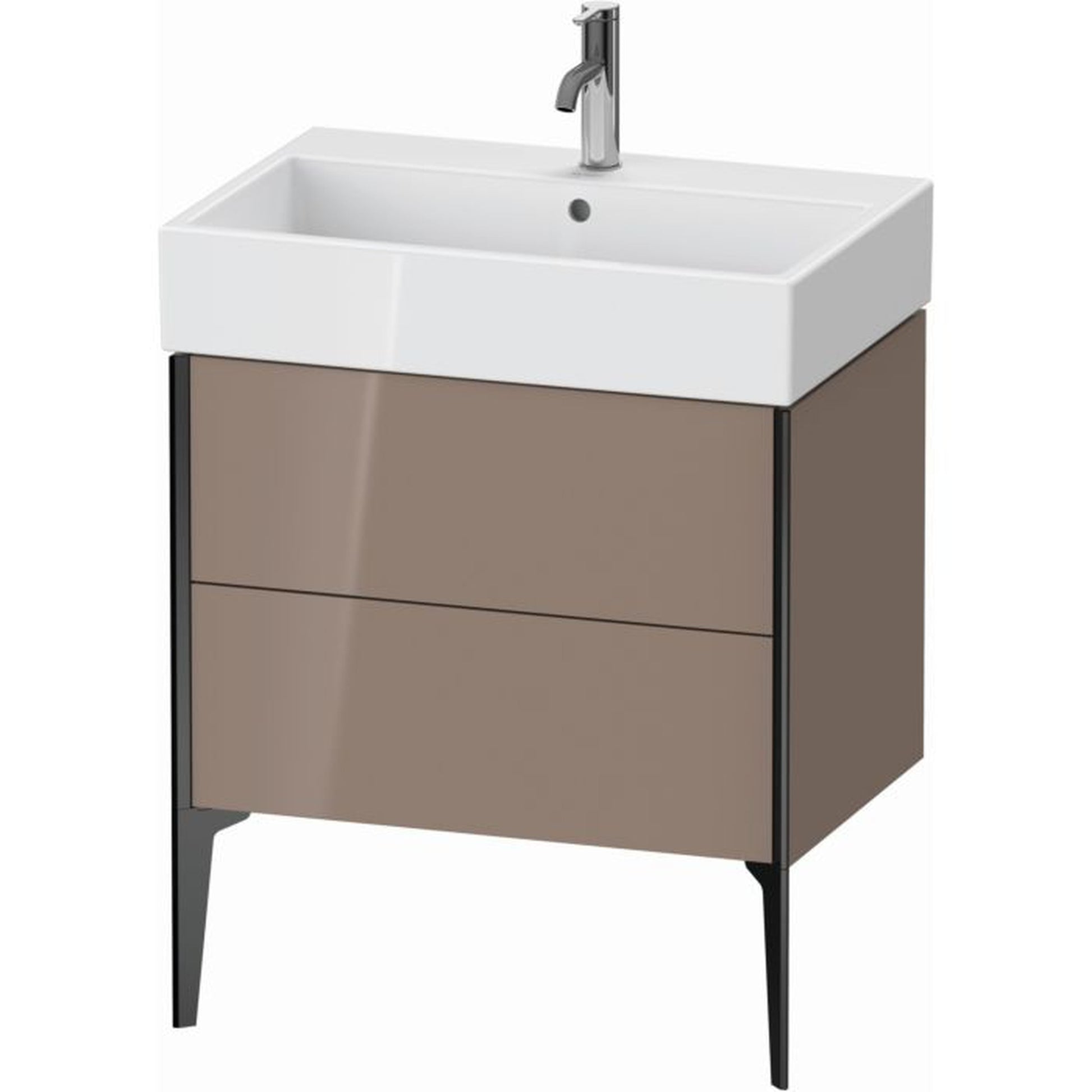 Duravit Xviu 27" x 19" x 18" Two Drawer Floorstanding Vanity Unit, Cappuccino High Gloss (XV45350B286)
