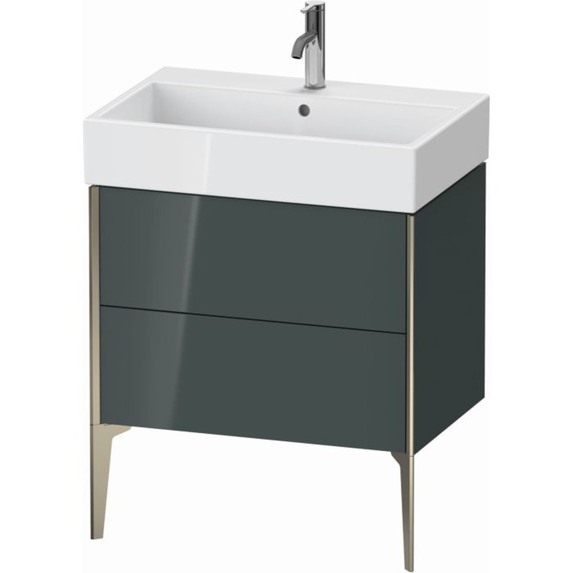 Duravit Xviu 27" x 19" x 18" Two Drawer Floorstanding Vanity Unit, Dolomiti Grey High Gloss Lacquer (XV45350B138)