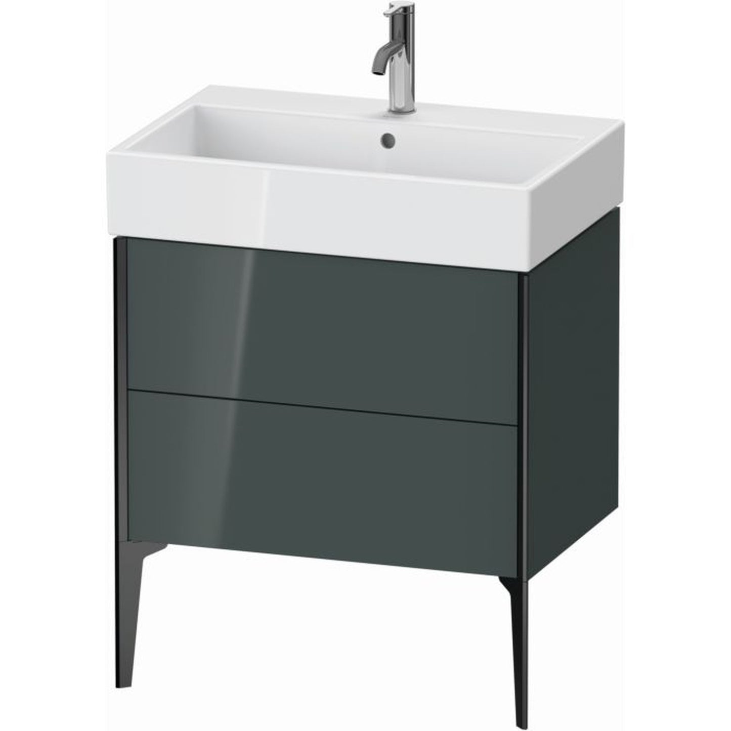 Duravit Xviu 27" x 19" x 18" Two Drawer Floorstanding Vanity Unit, Dolomiti Grey High Gloss Lacquer (XV45350B238)