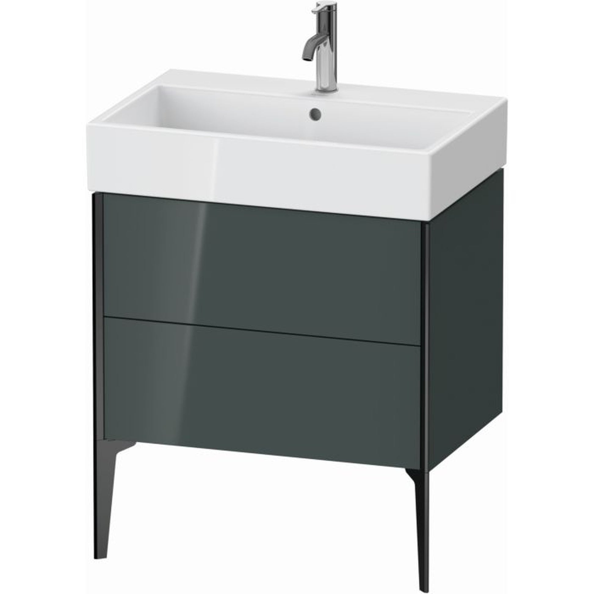 Duravit Xviu 27" x 19" x 18" Two Drawer Floorstanding Vanity Unit, Dolomiti Grey High Gloss Lacquer (XV45350B238)