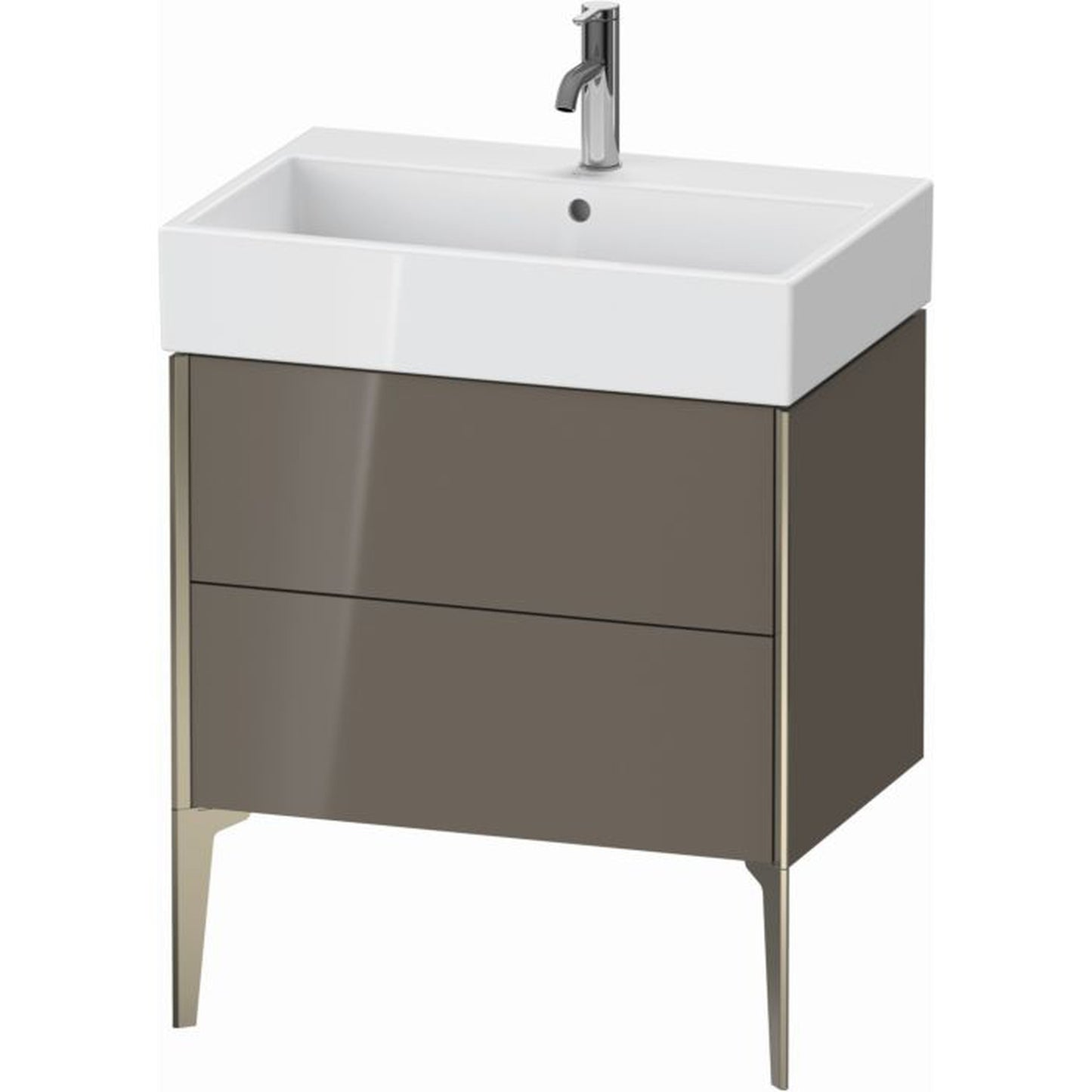 Duravit Xviu 27" x 19" x 18" Two Drawer Floorstanding Vanity Unit, Flannel Grey High Gloss Lacquer (XV45350B189)