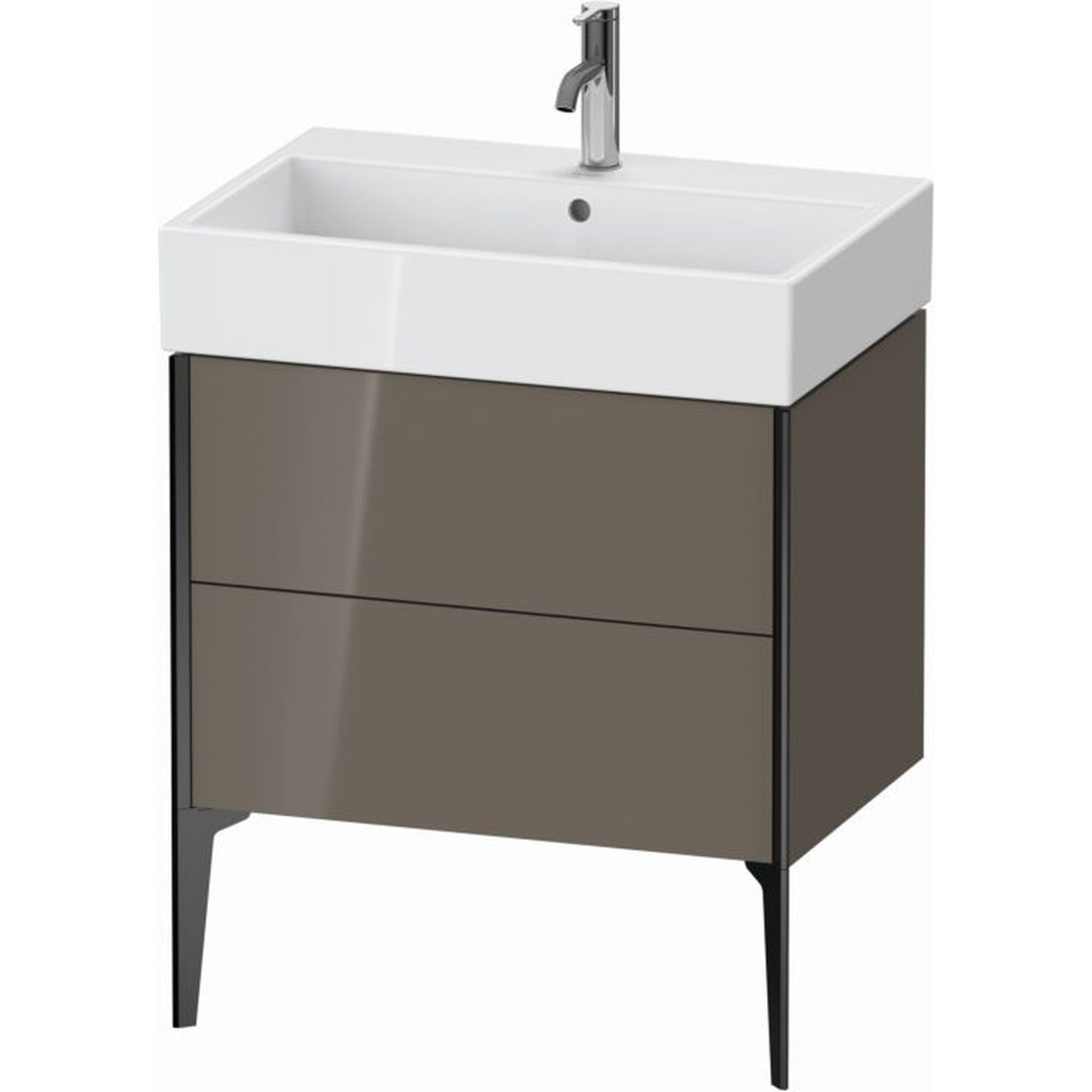 Duravit Xviu 27" x 19" x 18" Two Drawer Floorstanding Vanity Unit, Flannel Grey High Gloss Lacquer (XV45350B289)