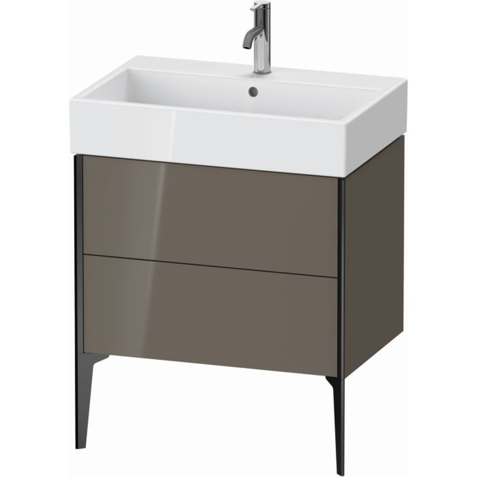 Duravit Xviu 27" x 19" x 18" Two Drawer Floorstanding Vanity Unit, Flannel Grey High Gloss Lacquer (XV45350B289)