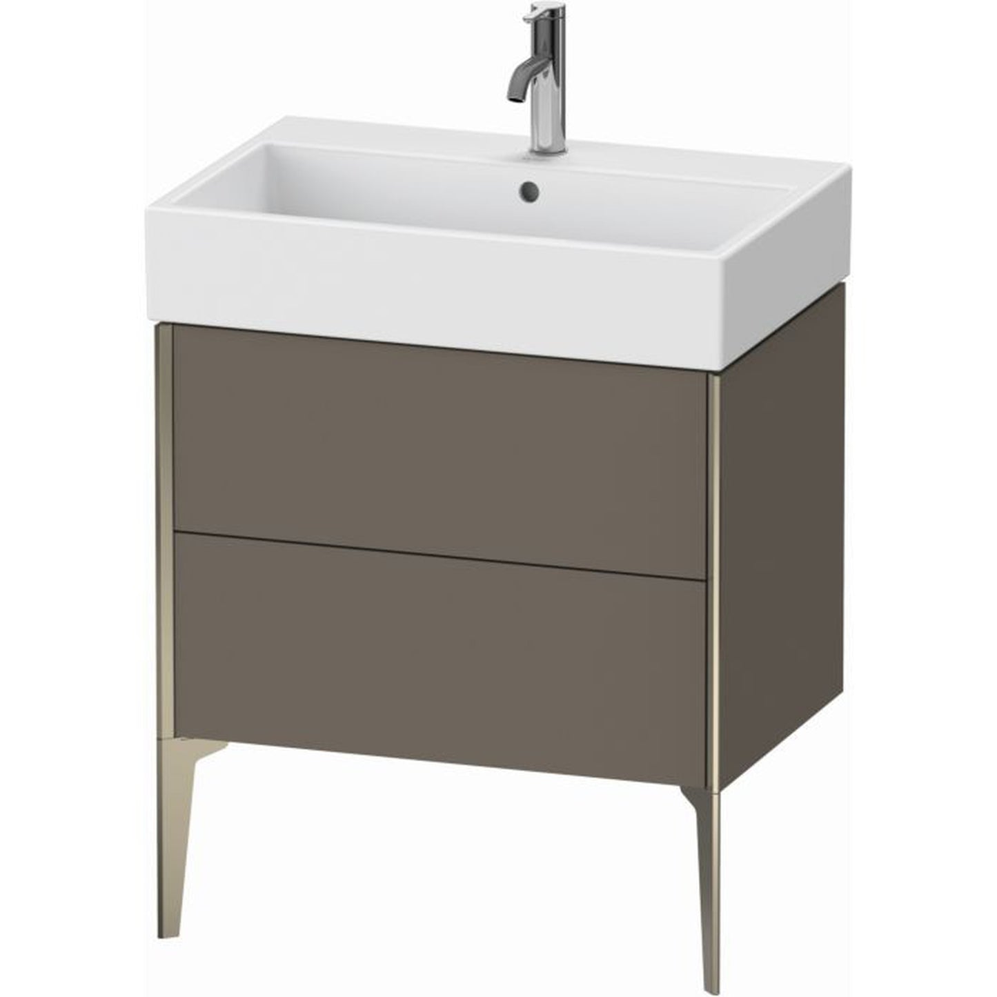 Duravit Xviu 27" x 19" x 18" Two Drawer Floorstanding Vanity Unit, Flannel Grey Satin Matt Lacquer (XV45350B290)