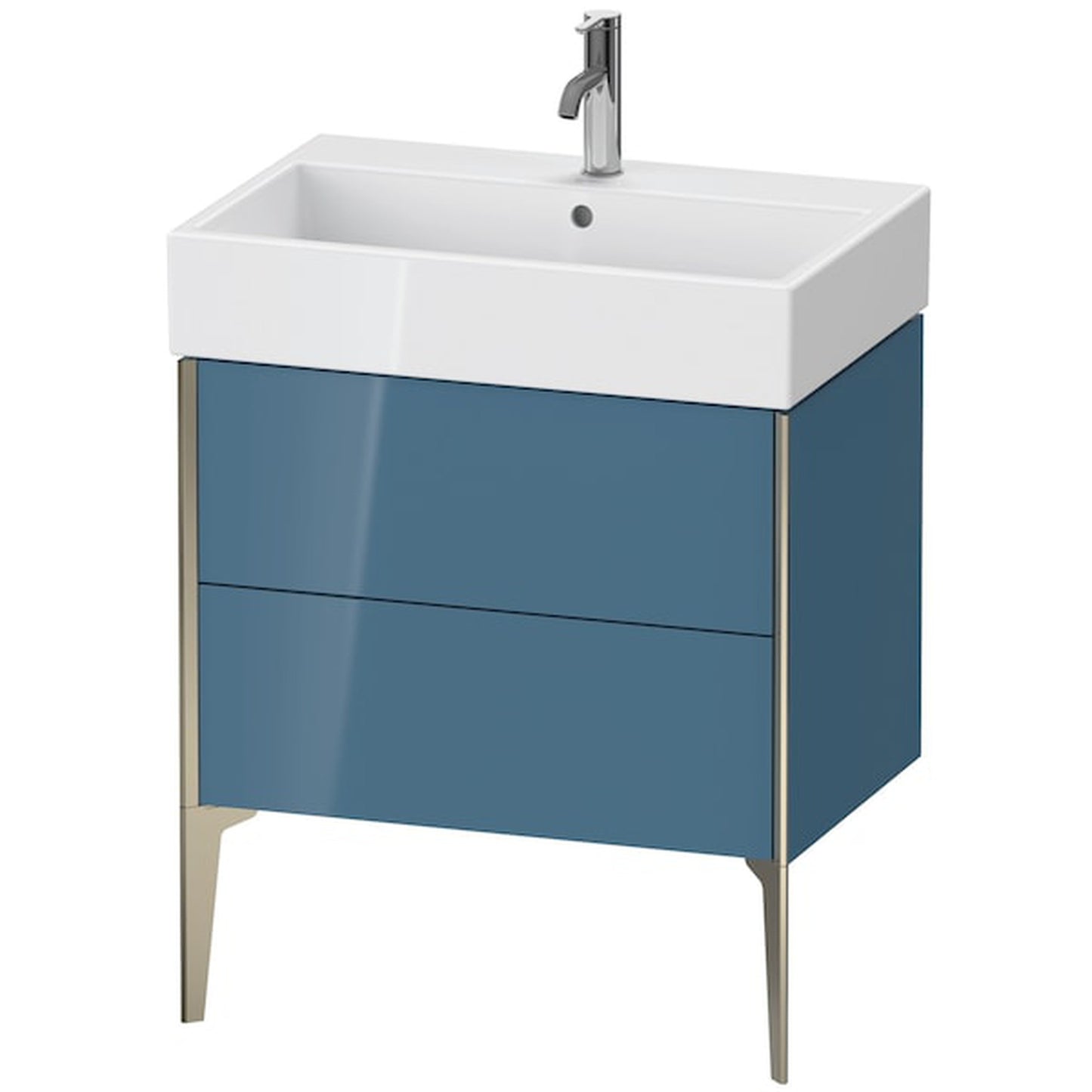 Duravit Xviu 27" x 19" x 18" Two Drawer Floorstanding Vanity Unit, Stone Blue High Gloss Lacquer (XV45350B147)