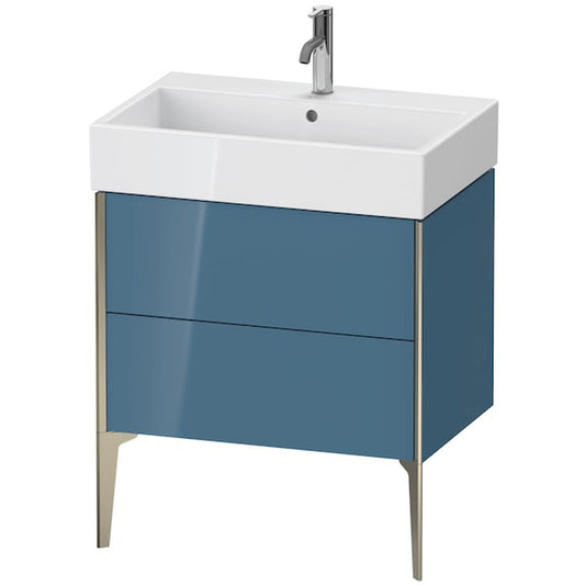 Duravit Xviu 27" x 19" x 18" Two Drawer Floorstanding Vanity Unit, Stone Blue High Gloss Lacquer (XV45350B147)