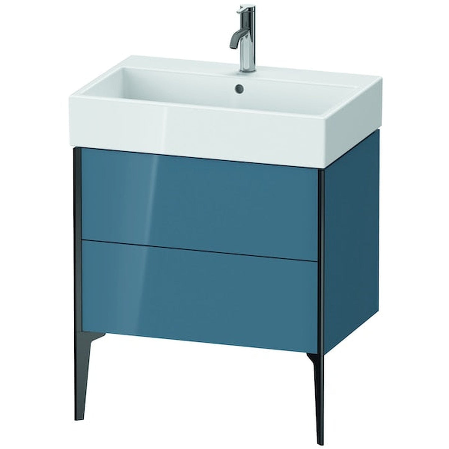Duravit Xviu 27" x 19" x 18" Two Drawer Floorstanding Vanity Unit, Stone Blue High Gloss Lacquer (XV45350B247)