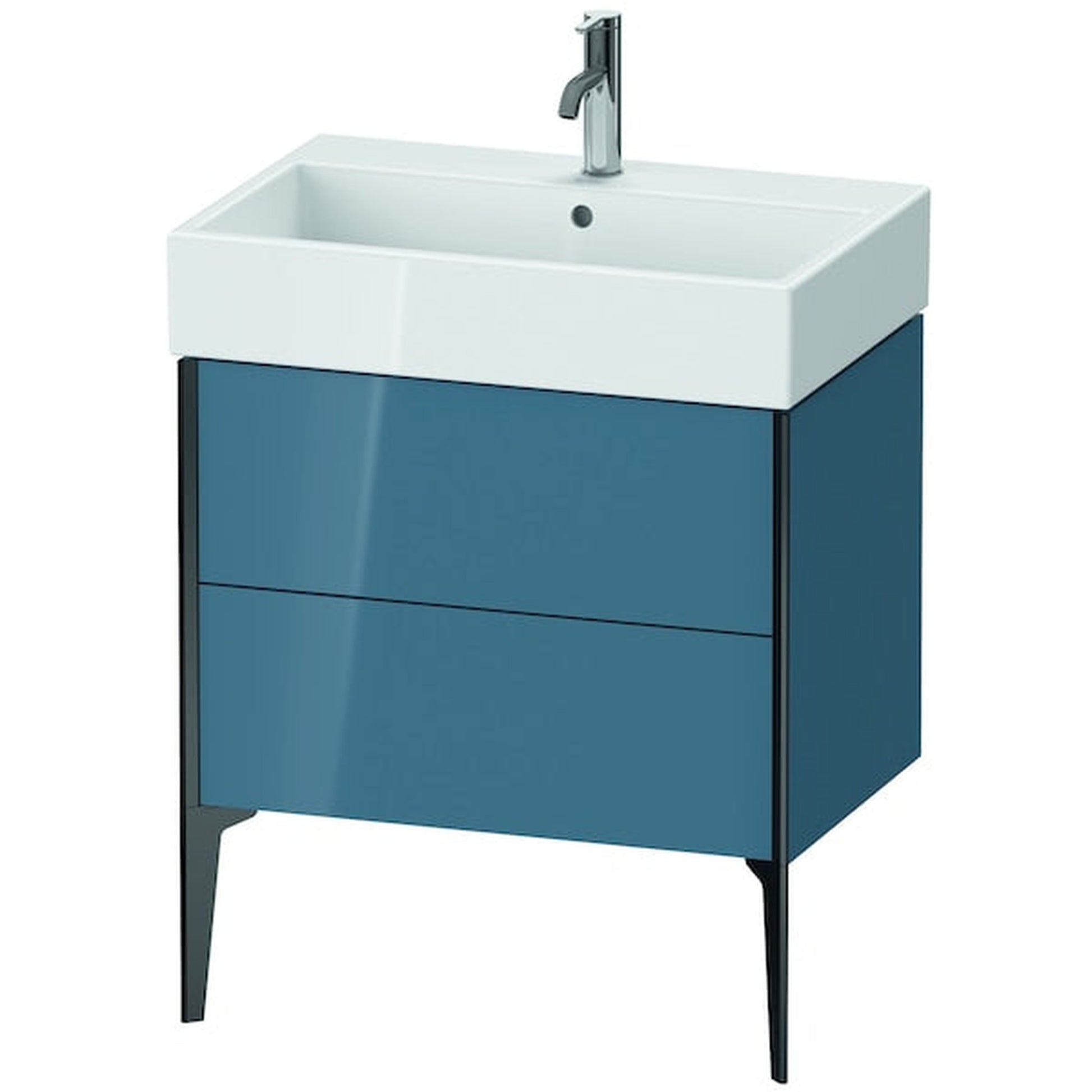Duravit Xviu 27" x 19" x 18" Two Drawer Floorstanding Vanity Unit, Stone Blue High Gloss Lacquer (XV45350B247)