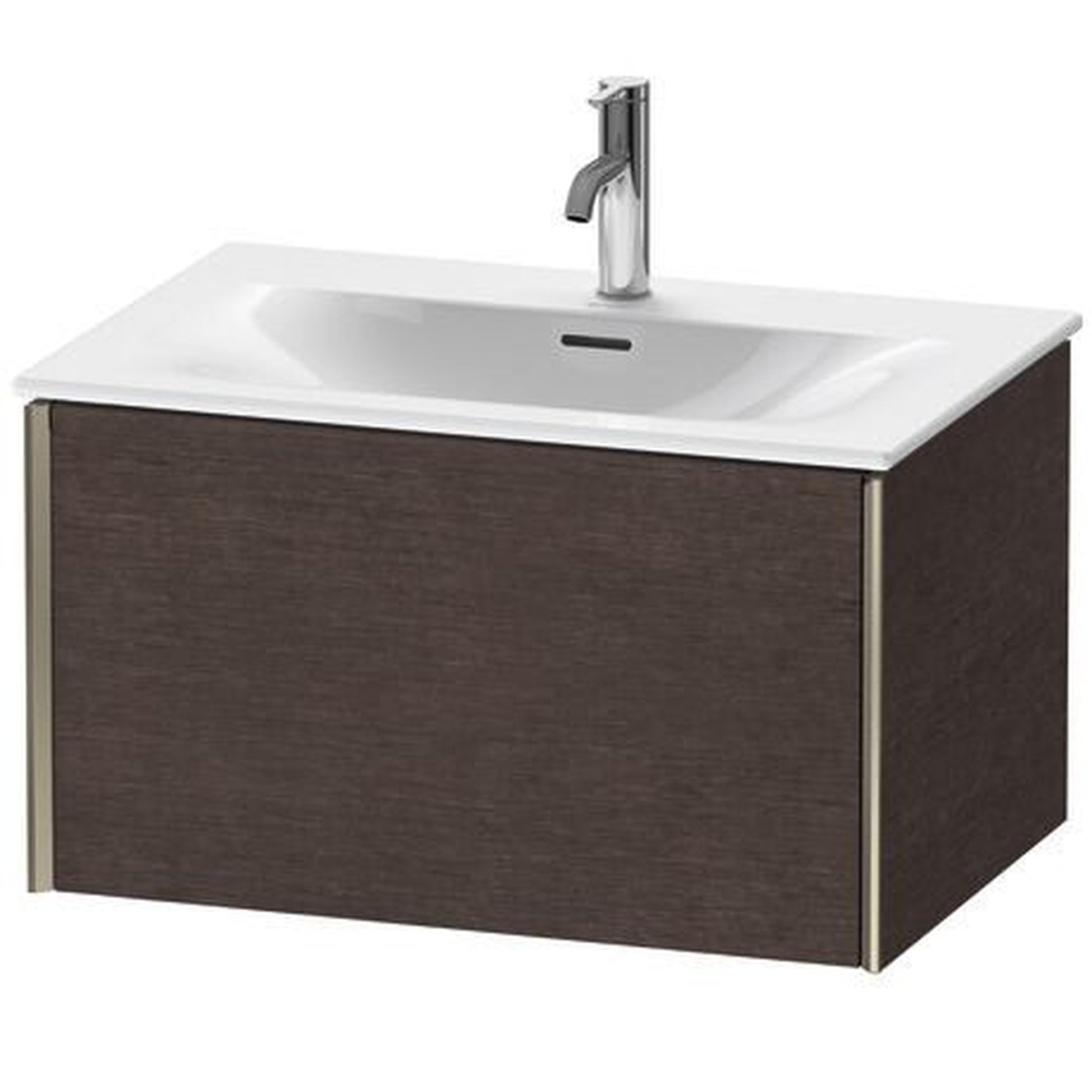 Duravit Xviu 28" x 16" x 19" One Drawer Wall-Mount Vanity Unit, Brushed Dark Oak Real Wood Veneer (XV40330B172)