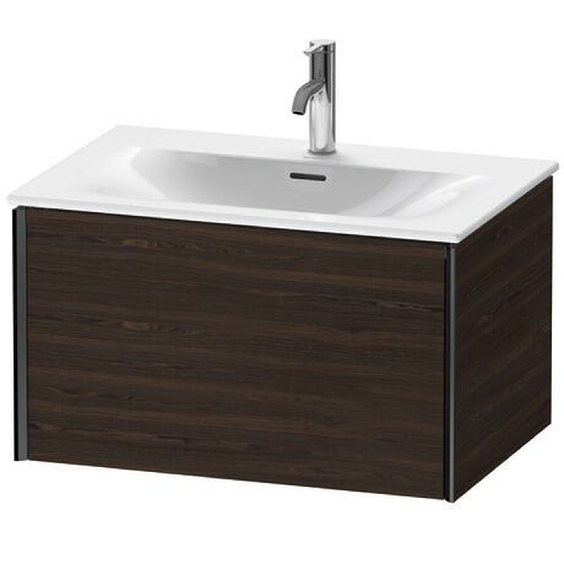 Duravit Xviu 28" x 16" x 19" One Drawer Wall-Mount Vanity Unit, Brushed Walnut Real Wood Veneer (XV40330B269)