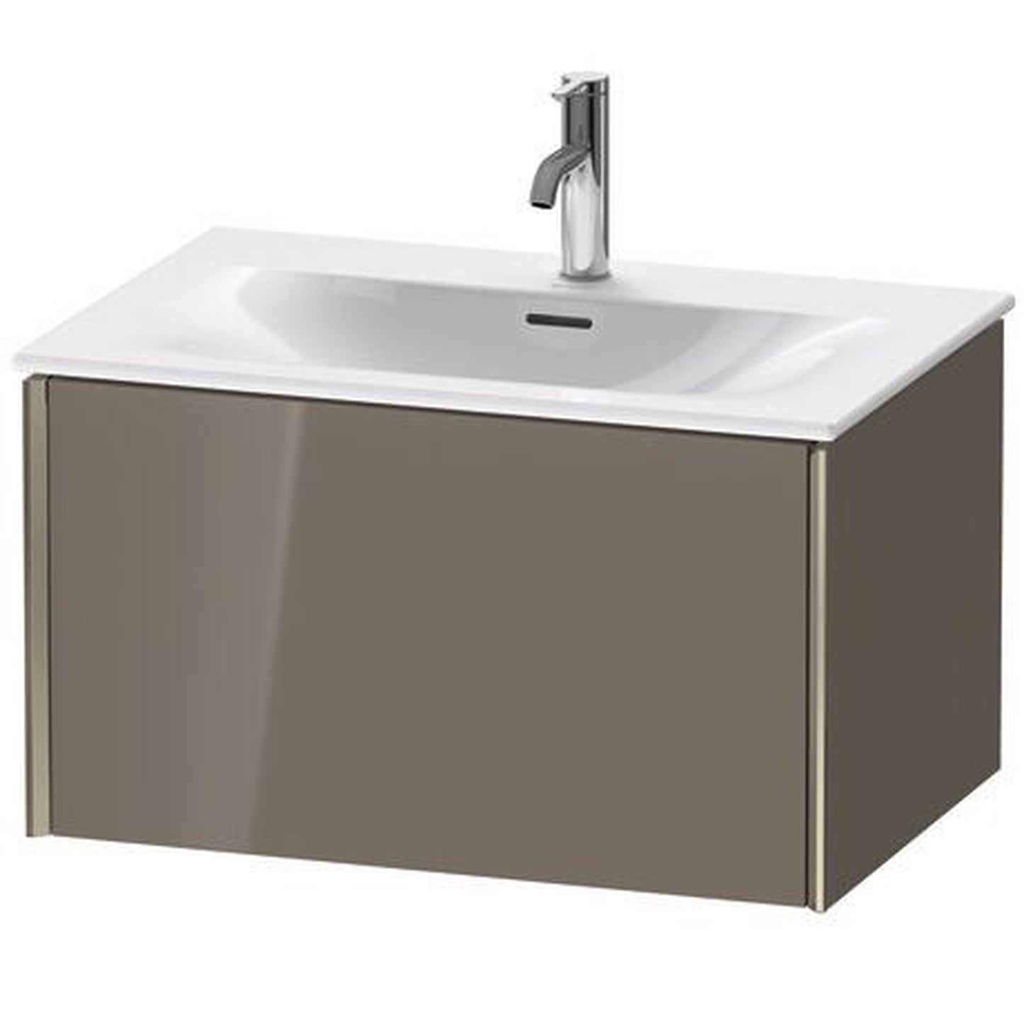 Duravit Xviu 28" x 16" x 19" One Drawer Wall-Mount Vanity Unit, Flannel Grey High Gloss Lacquer (XV40330B189)