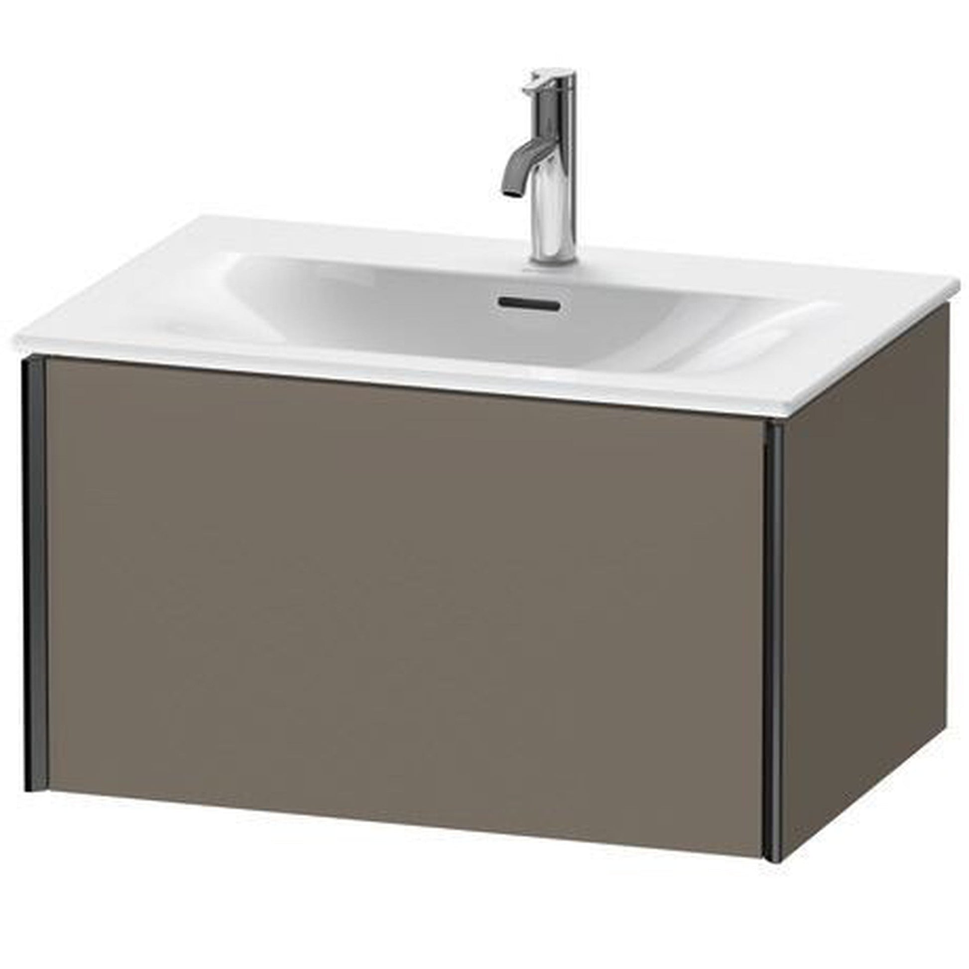 Duravit Xviu 28" x 16" x 19" One Drawer Wall-Mount Vanity Unit, Flannel Grey Satin Matt Lacquer (XV40330B290)