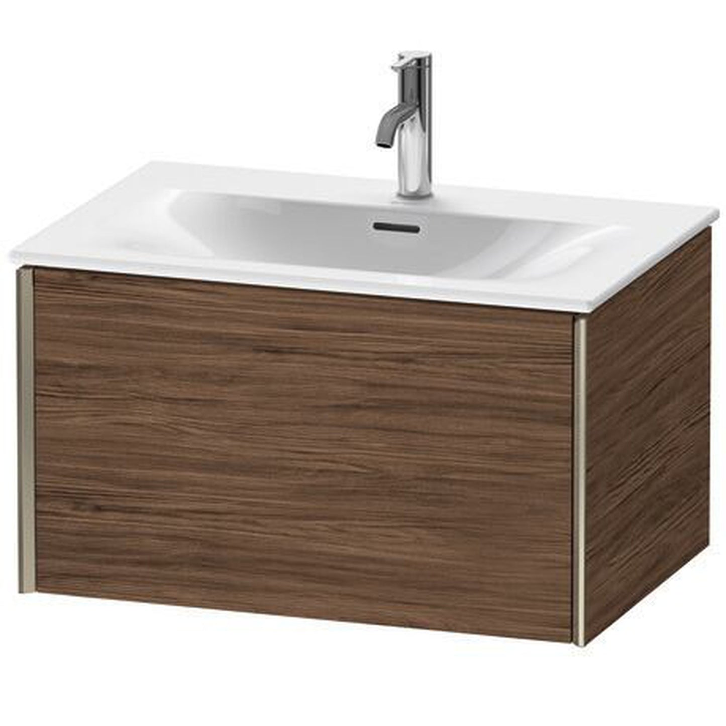 Duravit Xviu 28" x 16" x 19" One Drawer Wall-Mount Vanity Unit, Walnut Dark (XV40330B121)