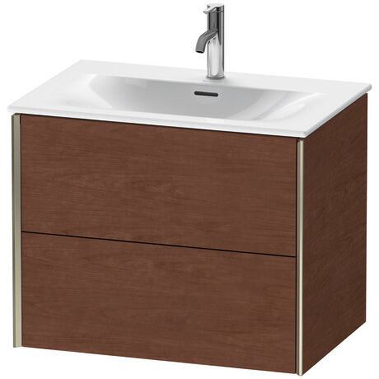 Duravit Xviu 28" x 22" x 19" Two Drawer Wall-Mount Vanity Unit, American Walnut (XV41330B113)