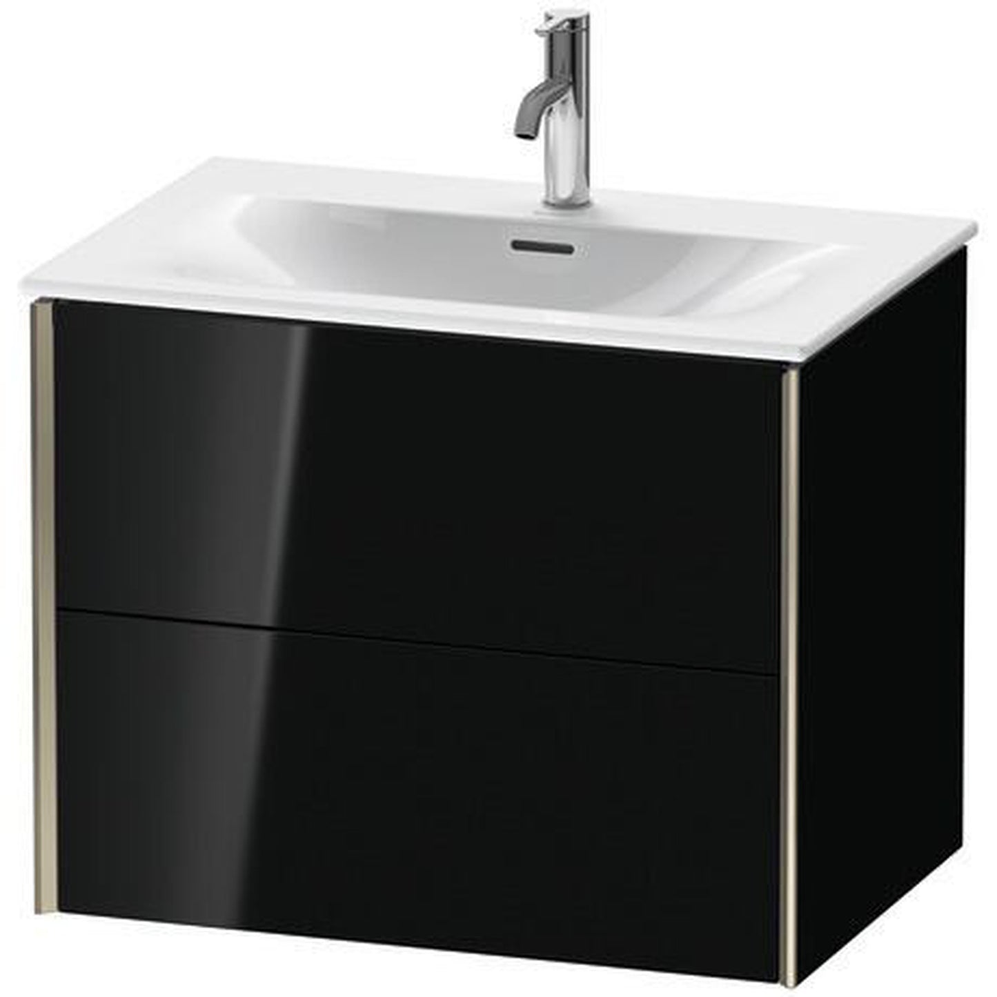 Duravit Xviu 28" x 22" x 19" Two Drawer Wall-Mount Vanity Unit, Black High Gloss Lacquer (XV41330B140)