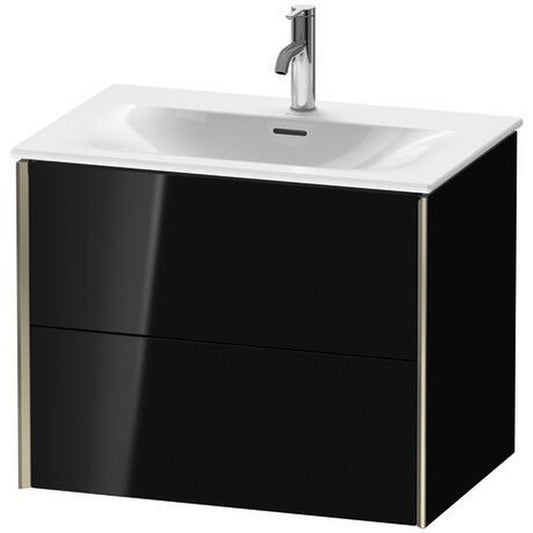 Duravit Xviu 28" x 22" x 19" Two Drawer Wall-Mount Vanity Unit, Black High Gloss Lacquer (XV41330B140)
