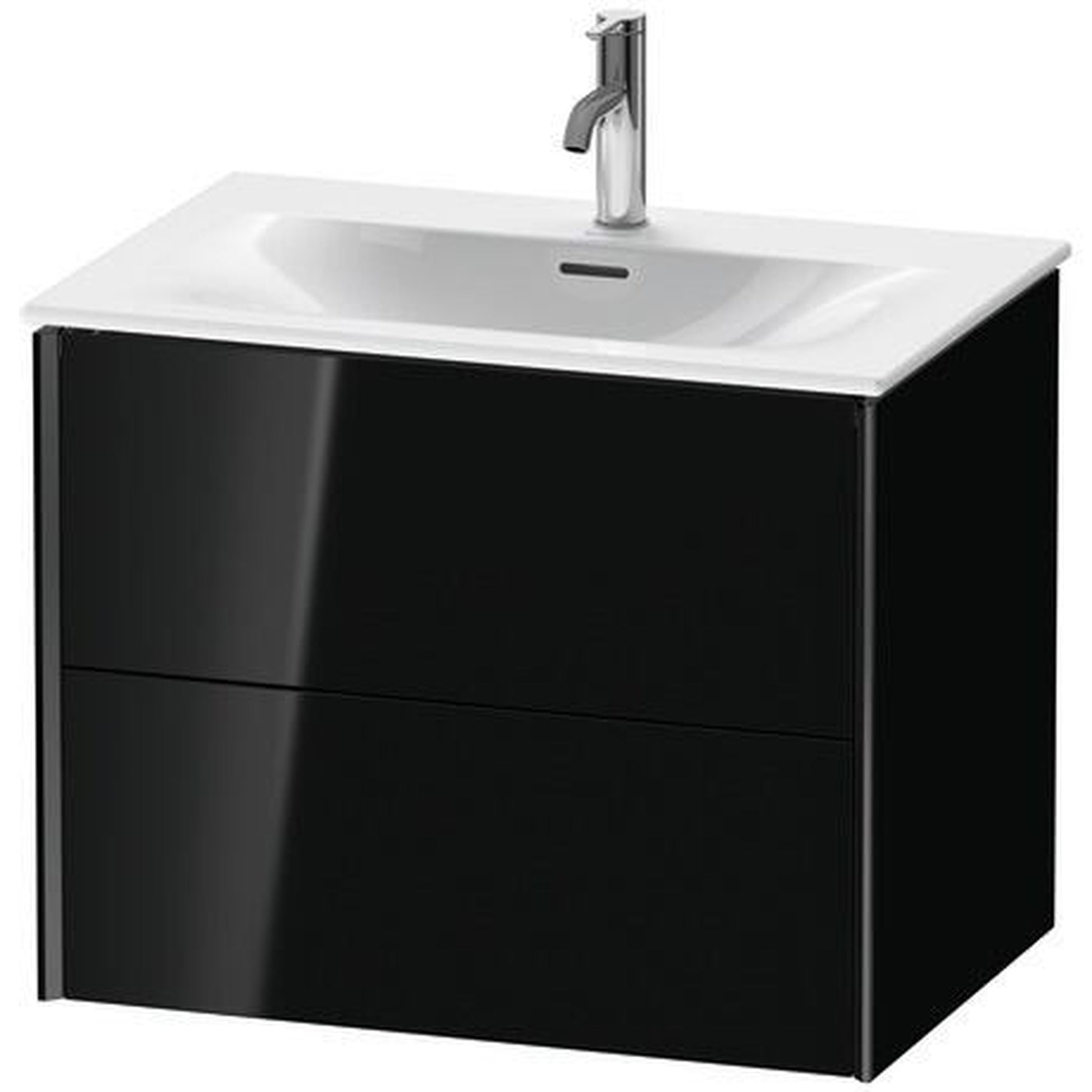 Duravit Xviu 28" x 22" x 19" Two Drawer Wall-Mount Vanity Unit, Black High Gloss Lacquer (XV41330B240)