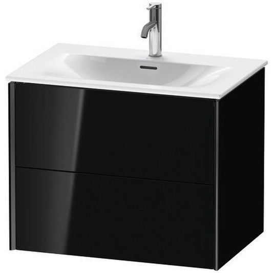 Duravit Xviu 28" x 22" x 19" Two Drawer Wall-Mount Vanity Unit, Black High Gloss Lacquer (XV41330B240)